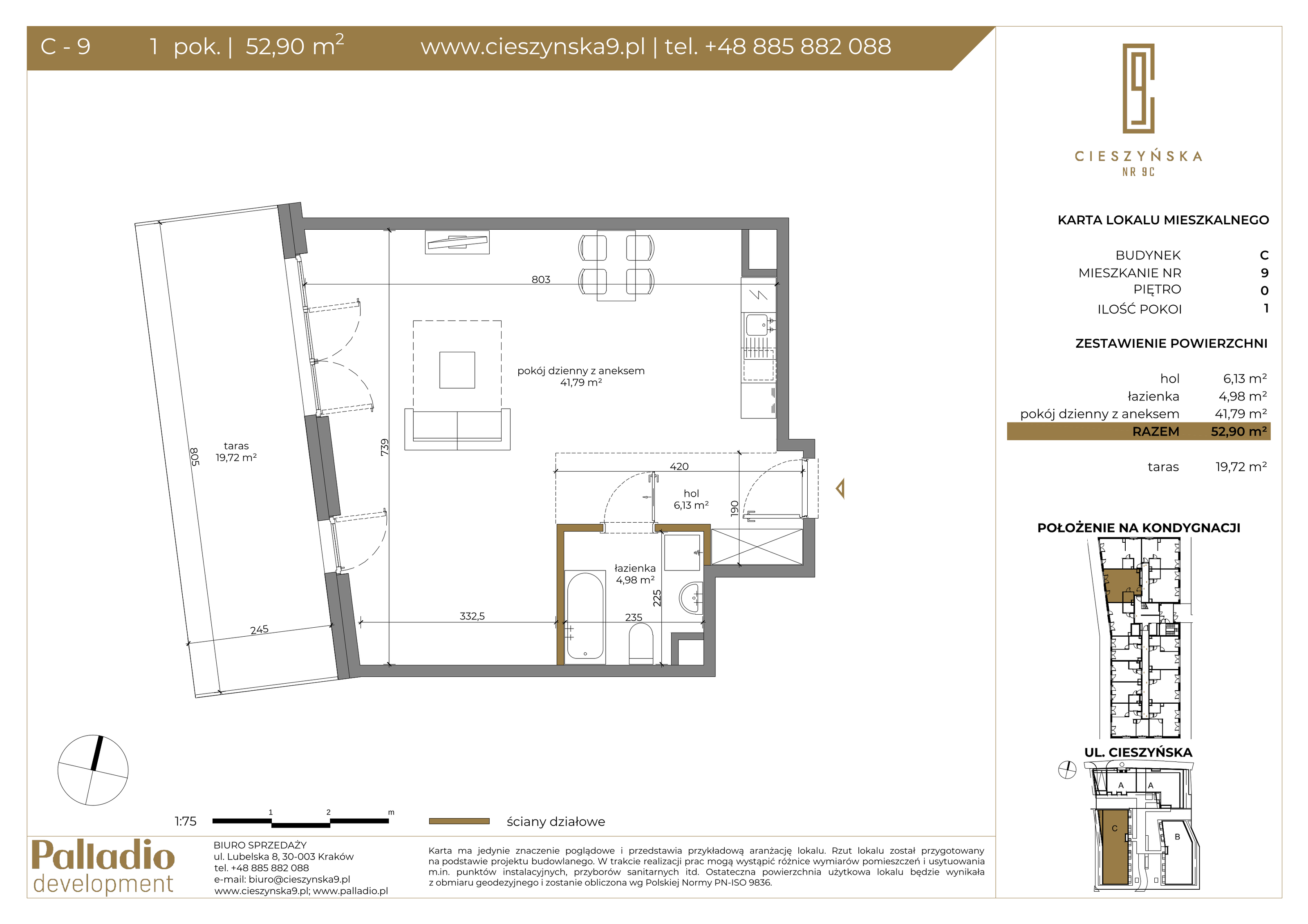 Mieszkanie 52,90 m², parter, oferta nr C-9, Cieszyńska 9, Kraków, Krowodrza, Łobzów, ul. Cieszyńska 9-idx