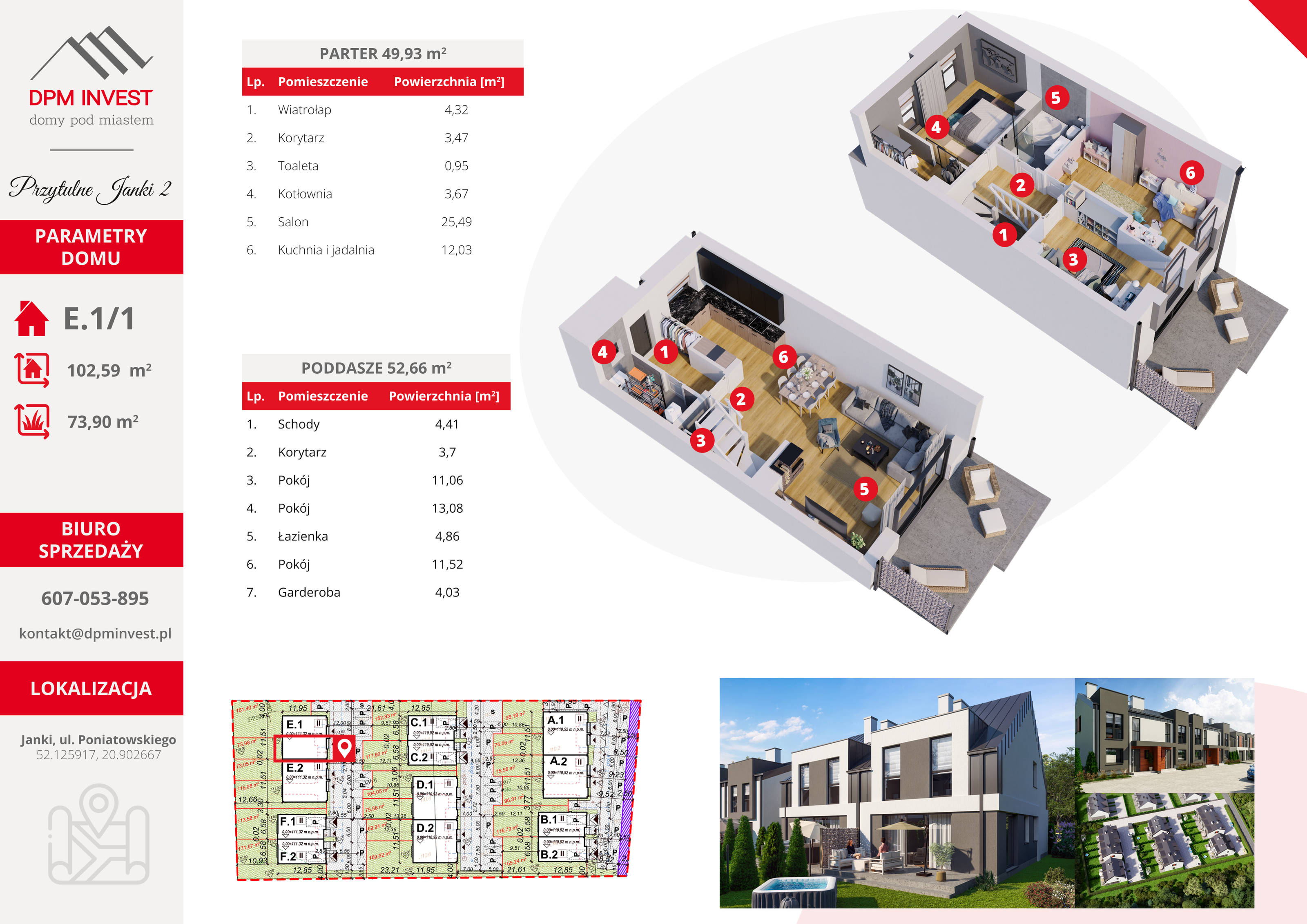 Dom 102,59 m², oferta nr E.1/1, Osiedle Przytulne Janki II, Janki, ul. Poniatowskiego 35-idx