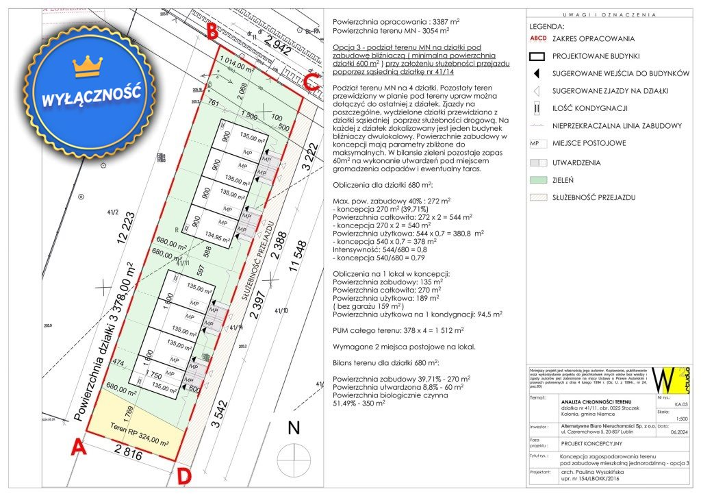 Działka 3 378,00 m², oferta nr , LER-GS-2802, Niemce-idx