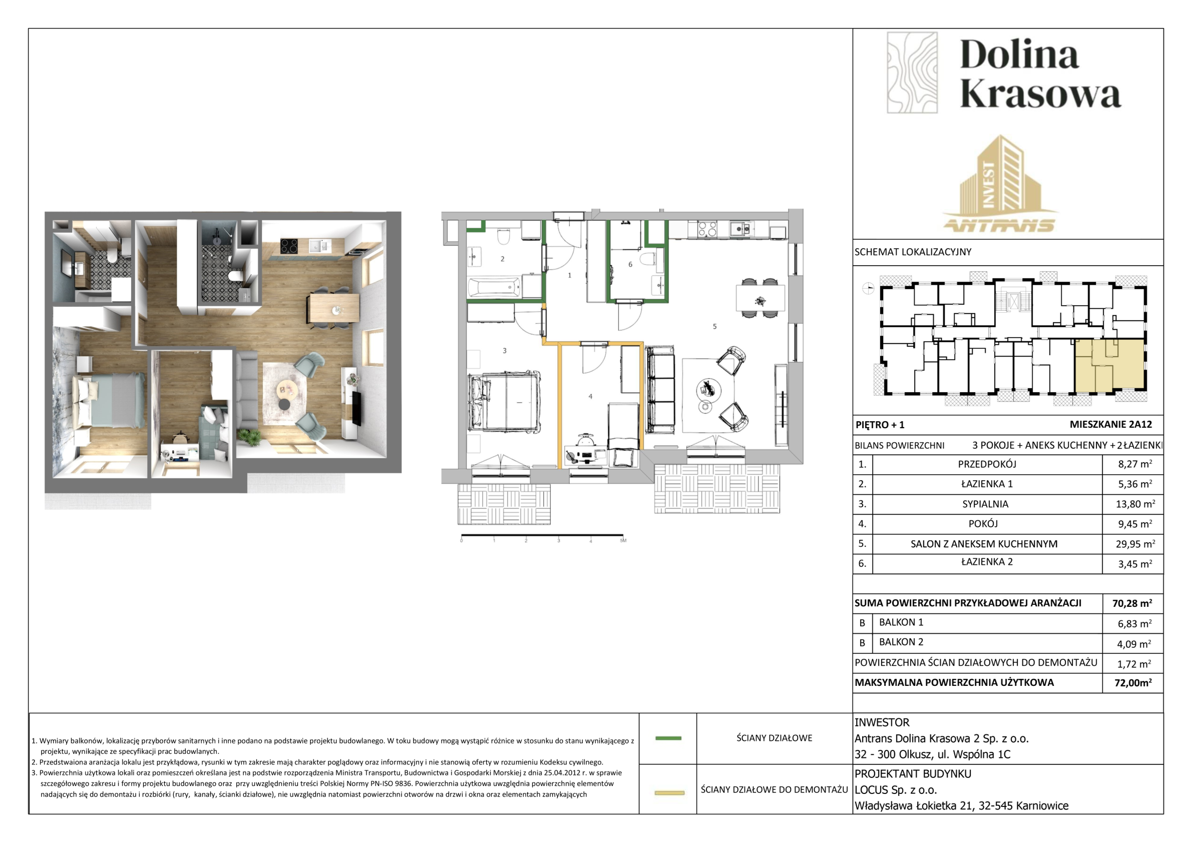 Mieszkanie 70,28 m², piętro 1, oferta nr 2A12, Dolina Krasowa, Krzeszowice, ul. Kościuszki-idx