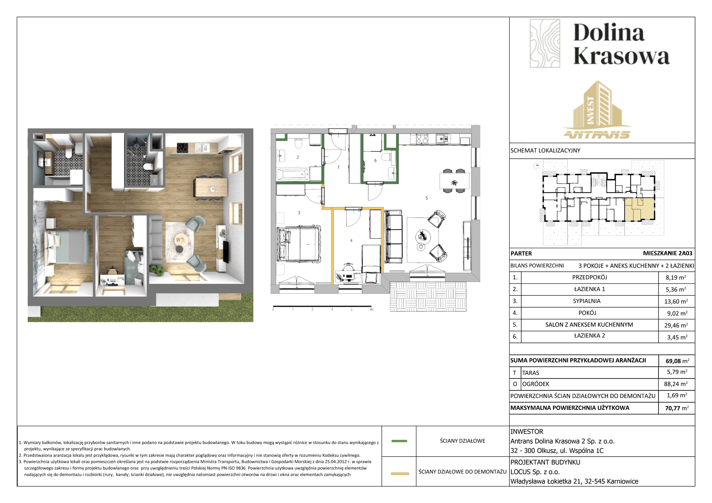 Mieszkanie 69,08 m², parter, oferta nr 2A3, Dolina Krasowa, Krzeszowice, ul. Kościuszki-idx