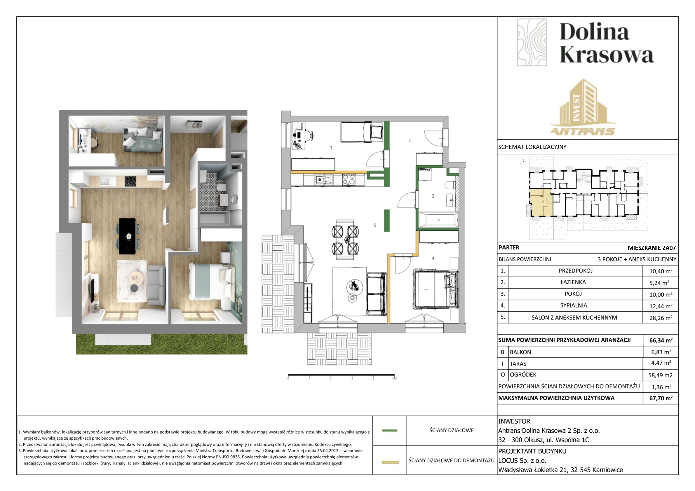 Mieszkanie 66,34 m², parter, oferta nr 2A7, Dolina Krasowa, Krzeszowice, ul. Kościuszki-idx