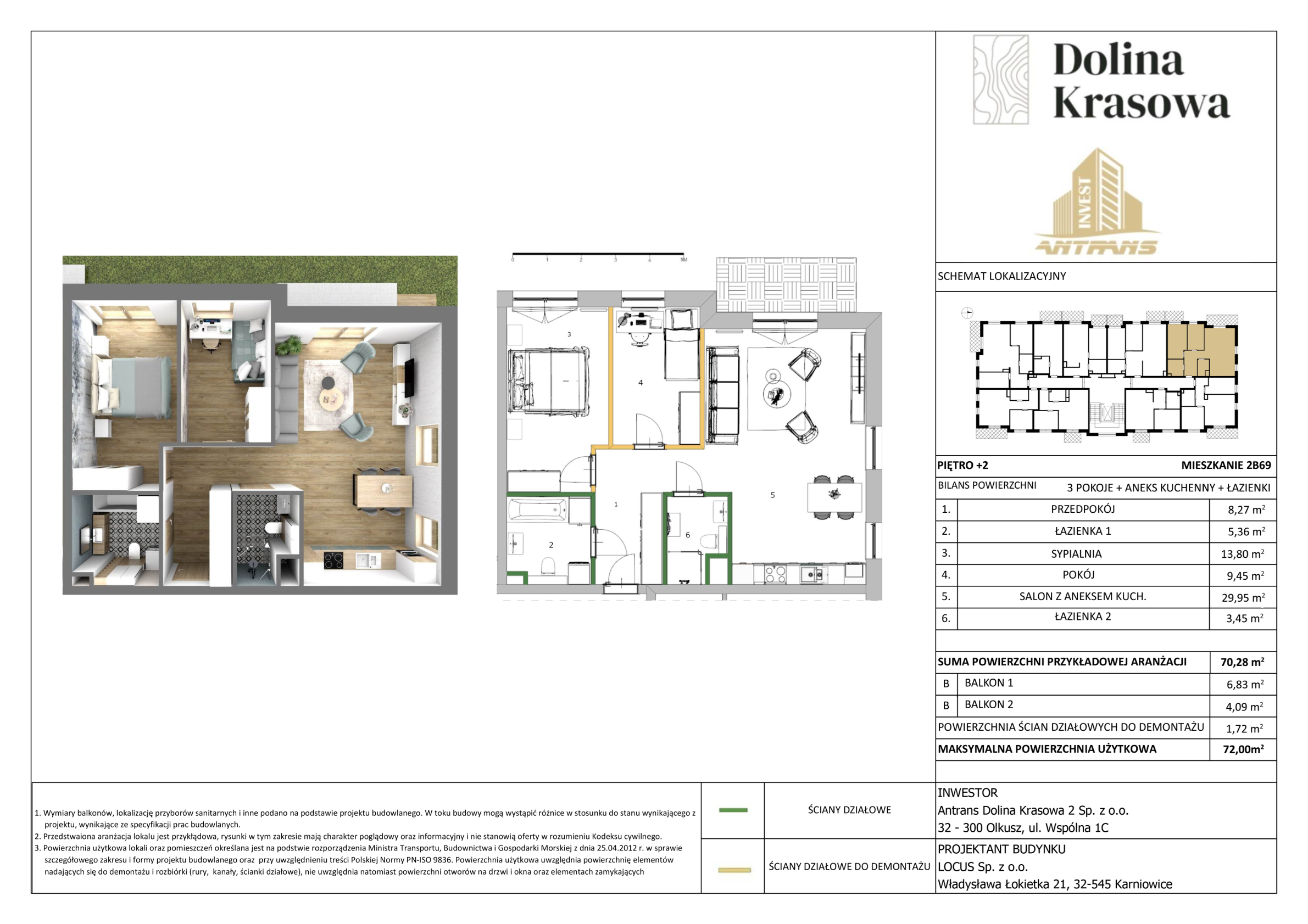 Mieszkanie 70,28 m², piętro 2, oferta nr 2B69, Dolina Krasowa, Krzeszowice, ul. Kościuszki-idx