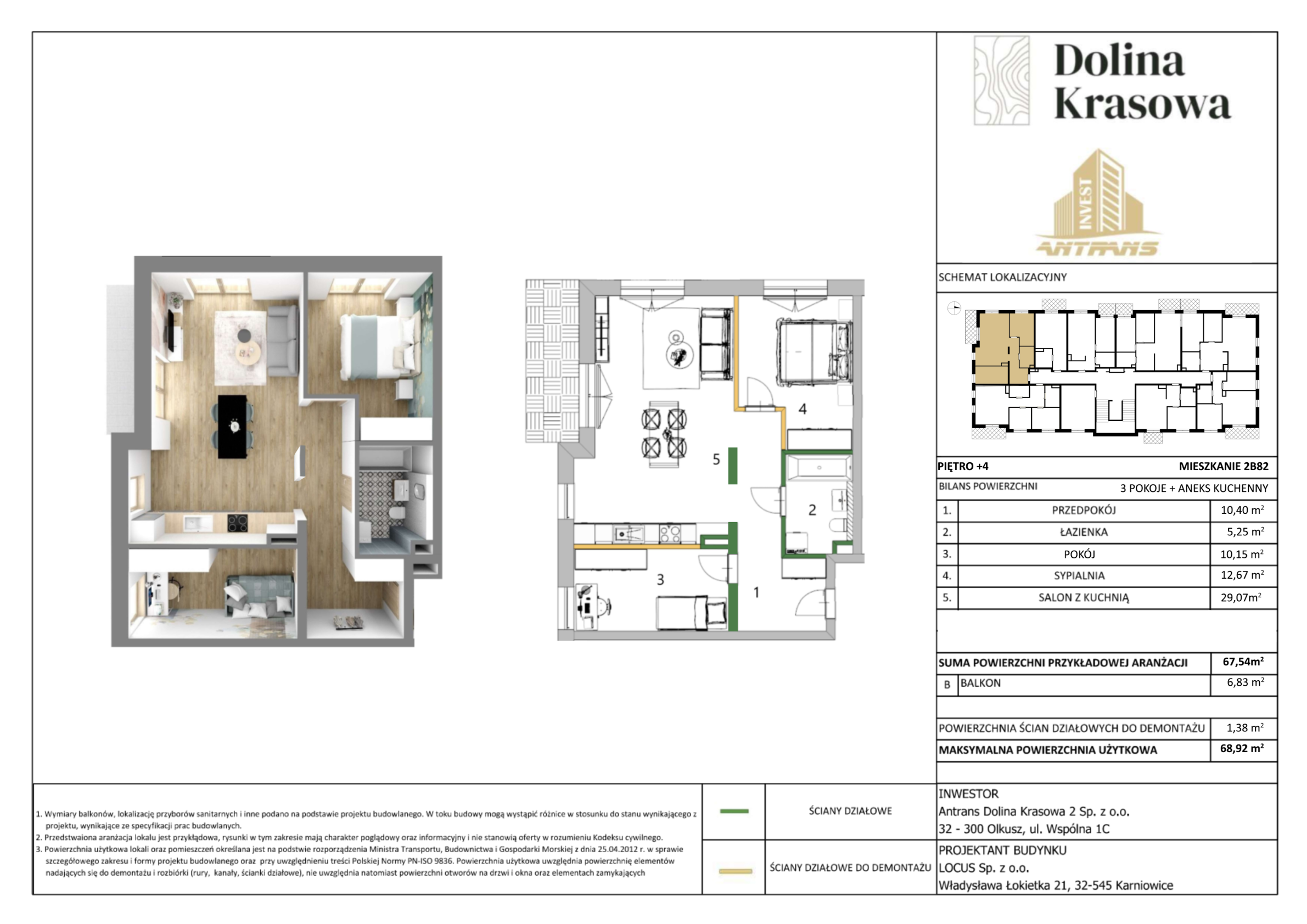 Mieszkanie 67,54 m², piętro 4, oferta nr 2B82, Dolina Krasowa, Krzeszowice, ul. Kościuszki-idx