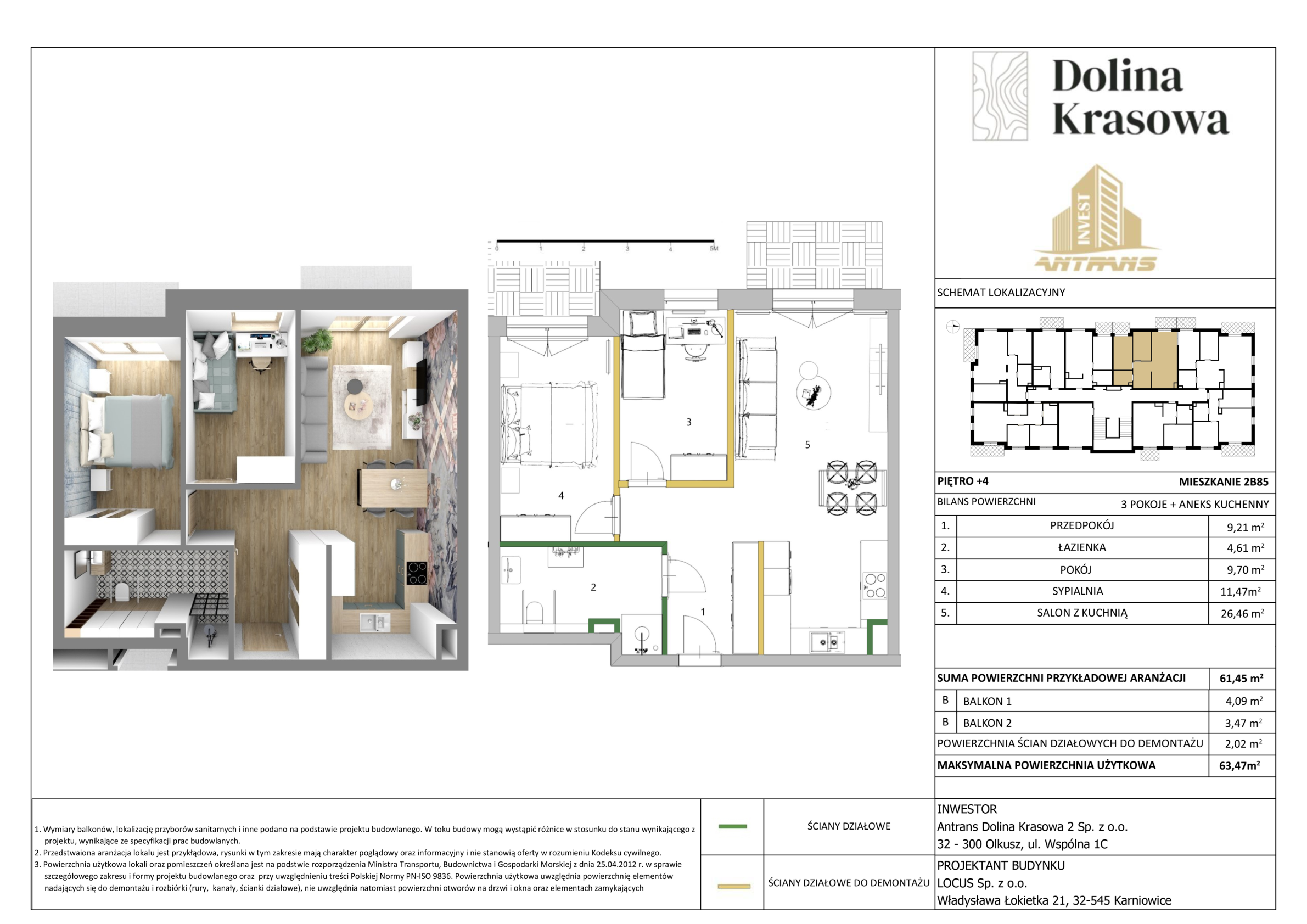 Mieszkanie 61,45 m², piętro 4, oferta nr 2B85, Dolina Krasowa, Krzeszowice, ul. Kościuszki-idx