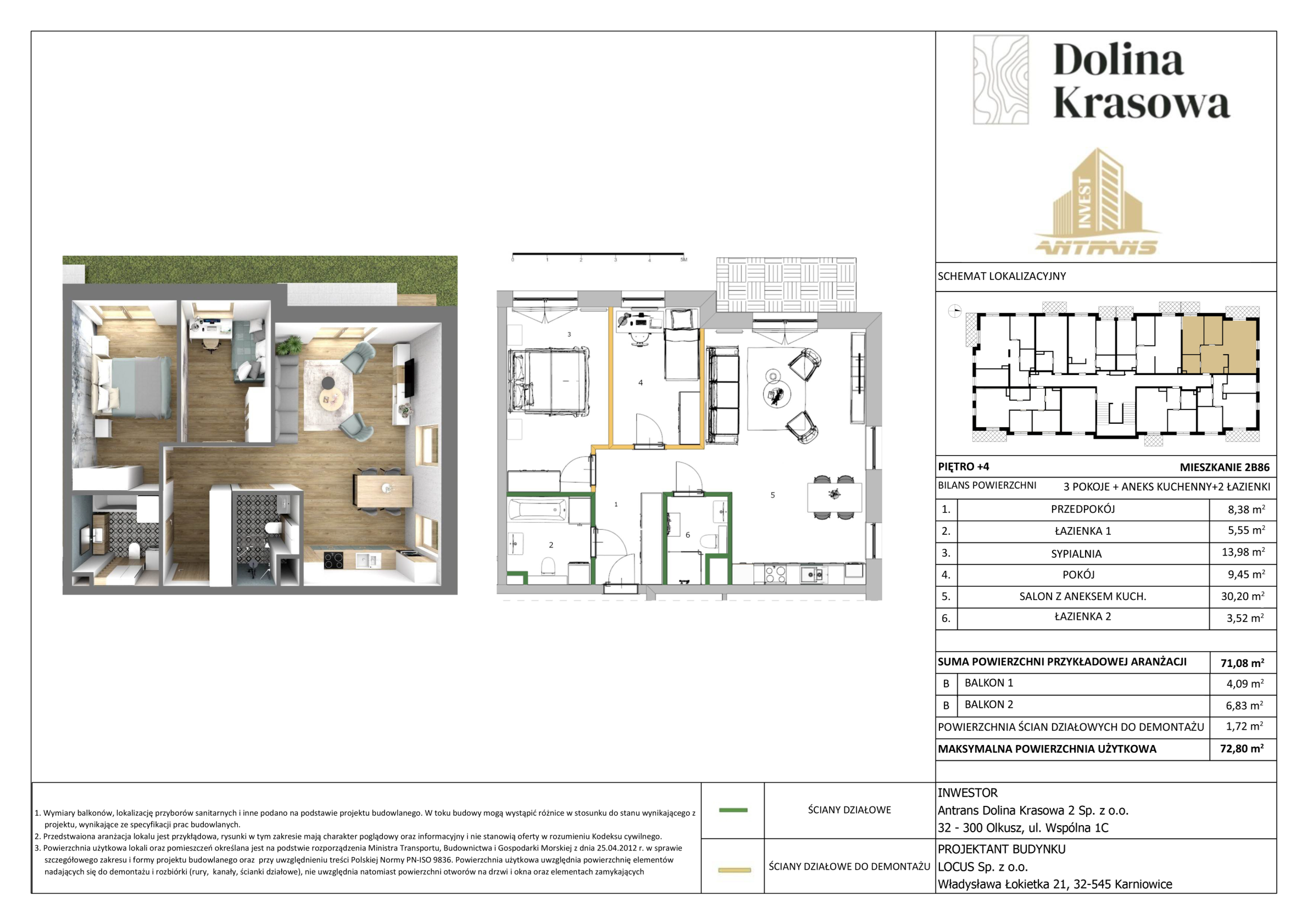 Mieszkanie 71,08 m², piętro 4, oferta nr 2B86, Dolina Krasowa, Krzeszowice, ul. Kościuszki-idx