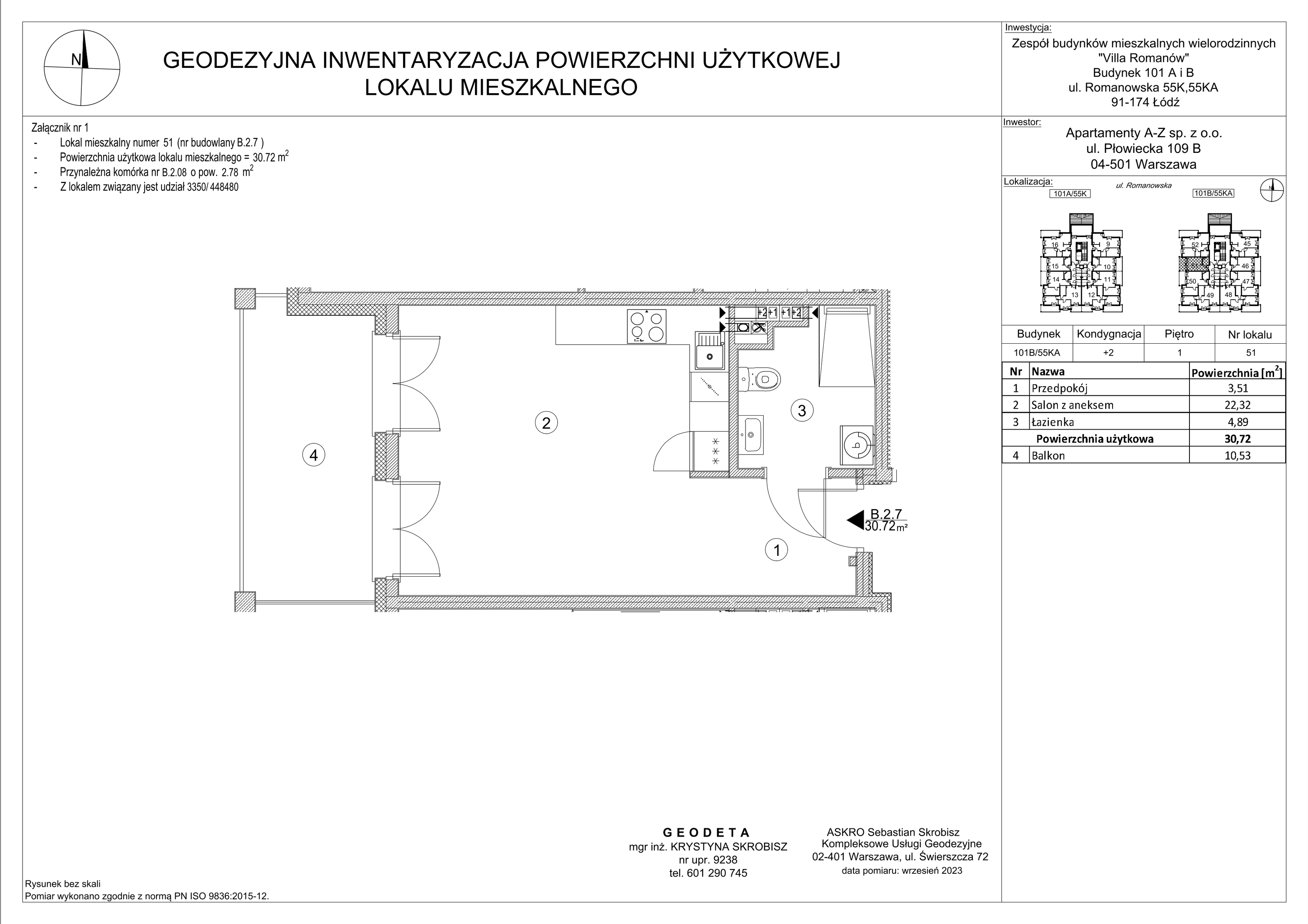 Mieszkanie 30,72 m², piętro 1, oferta nr B.2.7, Villa Romanów - Etap III, Łódź, Bałuty, Bałuty Zachodnie, ul. Romanowska-idx