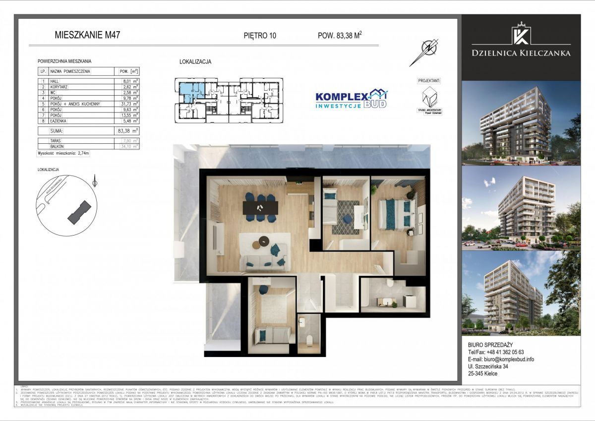 Mieszkanie 104,32 m², piętro 10, oferta nr , GH757605, Kielce, Solidarności-idx