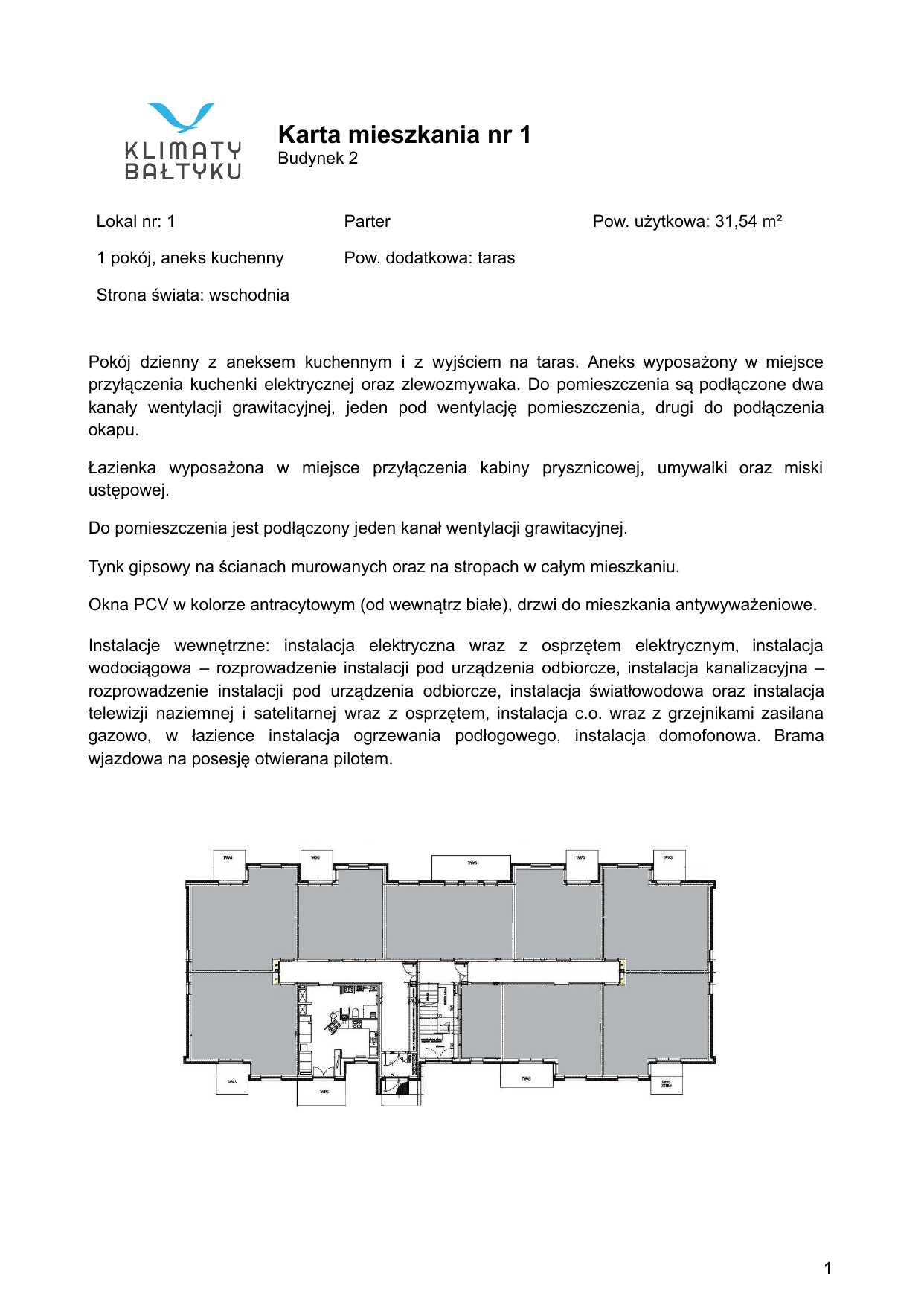 Apartament 31,54 m², parter, oferta nr 1, Klimaty Bałtyku, Dziwnów, ul. Daglezji 93-94-idx