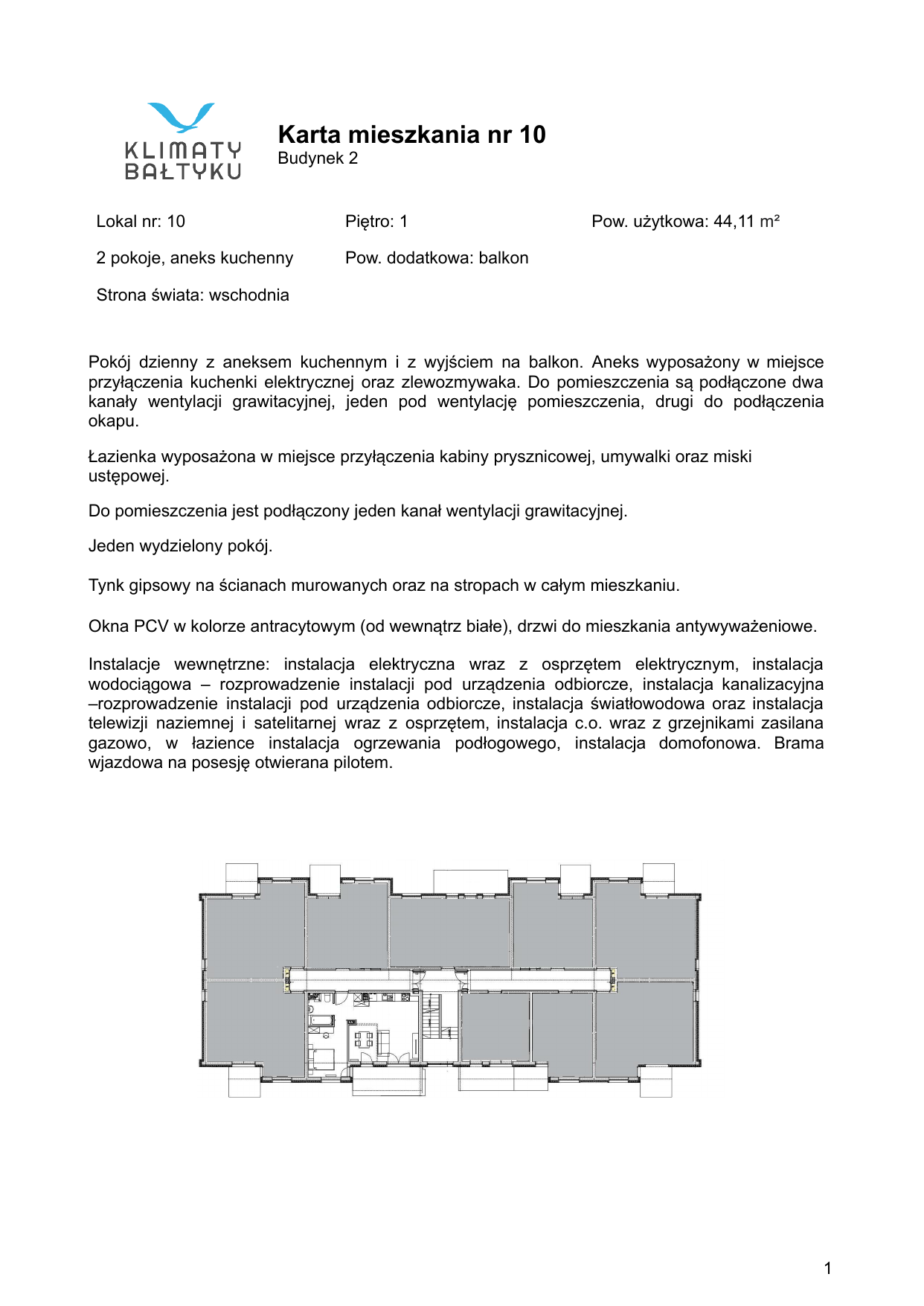 Apartament 44,11 m², piętro 1, oferta nr 10, Klimaty Bałtyku, Dziwnów, ul. Daglezji 93-94-idx