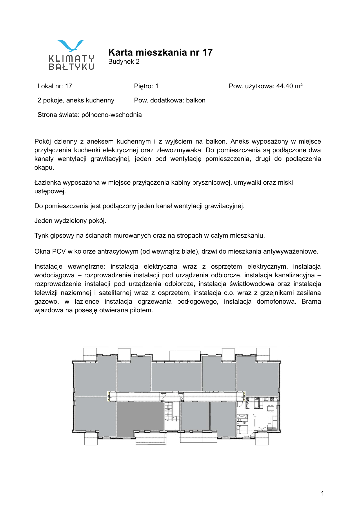 Apartament 44,40 m², piętro 1, oferta nr 17, Klimaty Bałtyku, Dziwnów, ul. Daglezji 93-94-idx