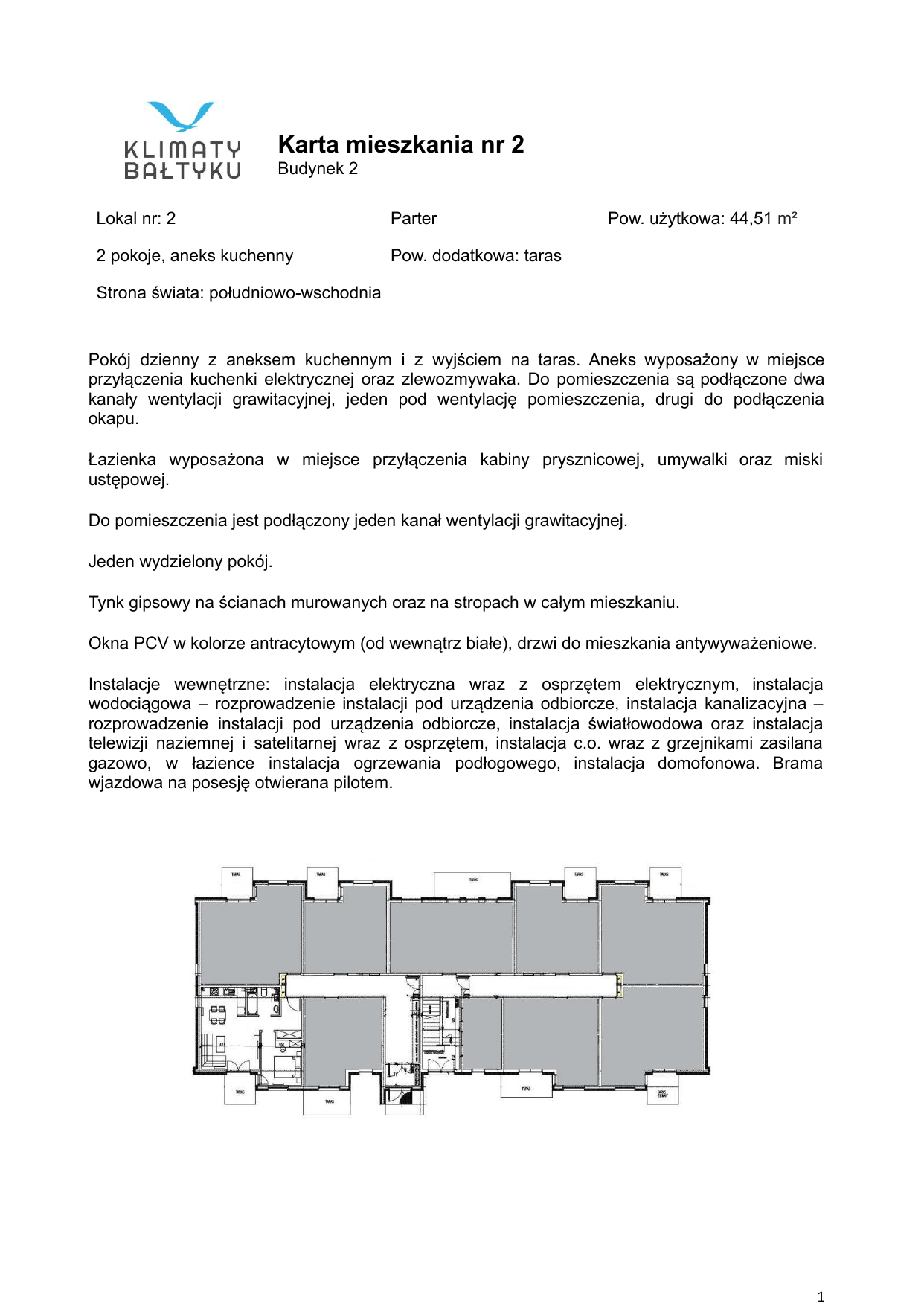 Apartament 44,51 m², parter, oferta nr 2, Klimaty Bałtyku, Dziwnów, ul. Daglezji 93-94-idx