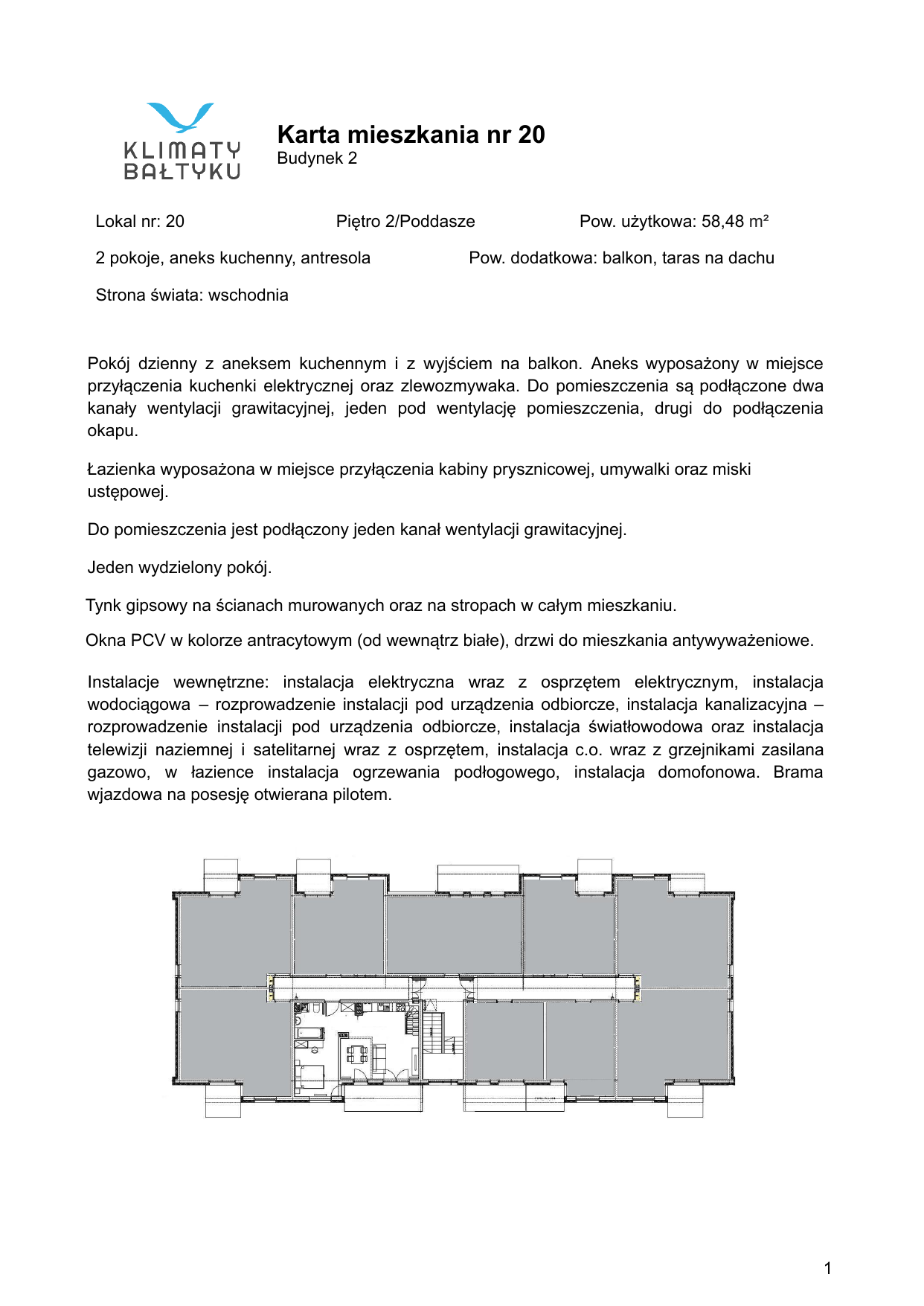 Apartament 58,48 m², piętro 2, oferta nr 20, Klimaty Bałtyku, Dziwnów, ul. Daglezji 93-94-idx