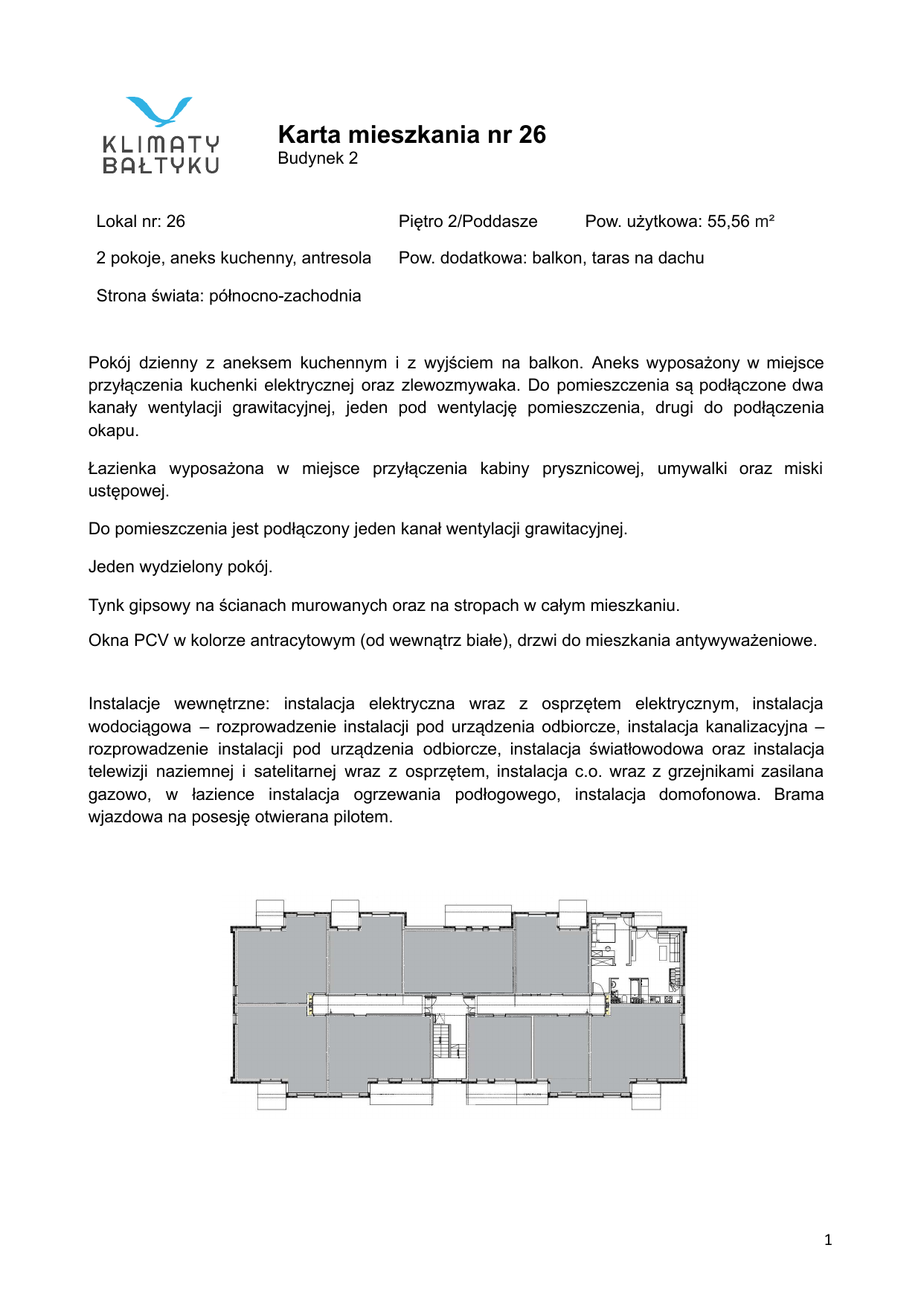 Apartament 55,56 m², piętro 2, oferta nr 26, Klimaty Bałtyku, Dziwnów, ul. Daglezji 93-94-idx