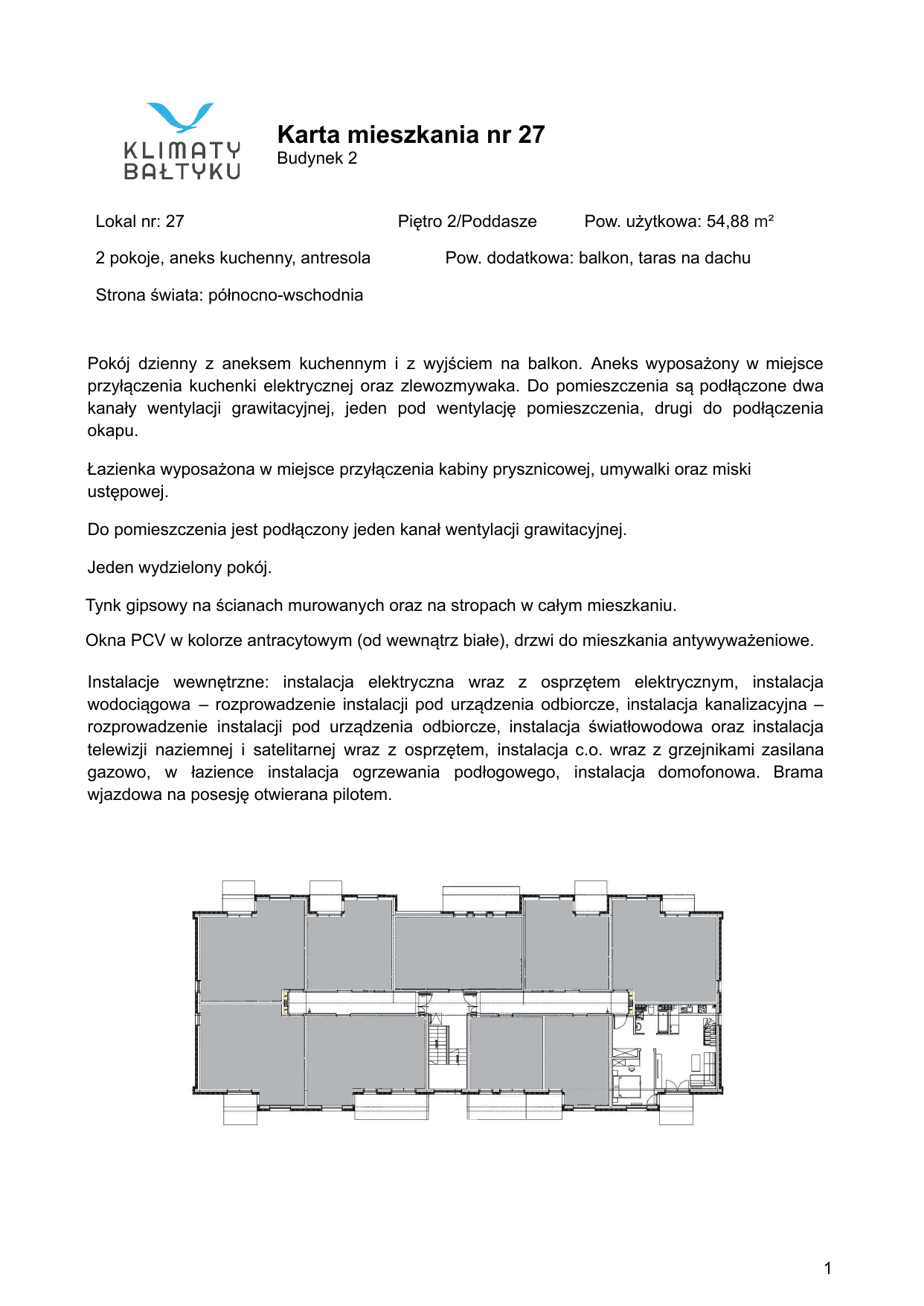 Apartament 54,88 m², piętro 2, oferta nr 27, Klimaty Bałtyku, Dziwnów, ul. Daglezji 93-94-idx