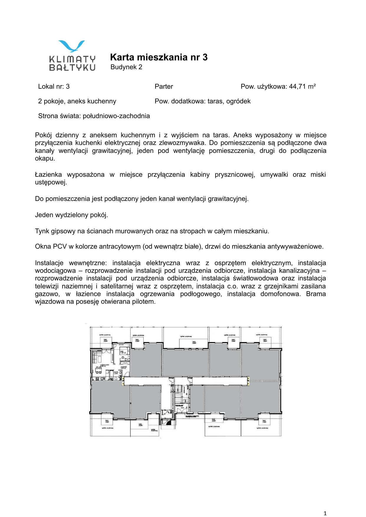 Apartament 44,71 m², parter, oferta nr 3, Klimaty Bałtyku, Dziwnów, ul. Daglezji 93-94-idx