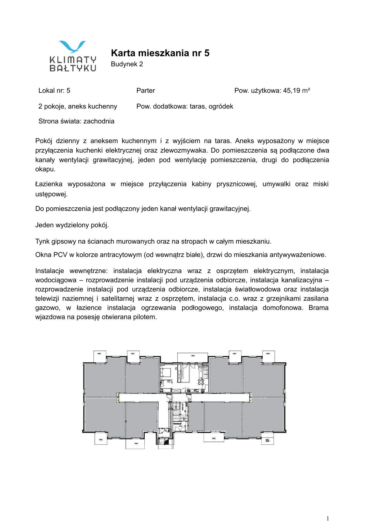 Apartament 45,19 m², parter, oferta nr 5, Klimaty Bałtyku, Dziwnów, ul. Daglezji 93-94-idx