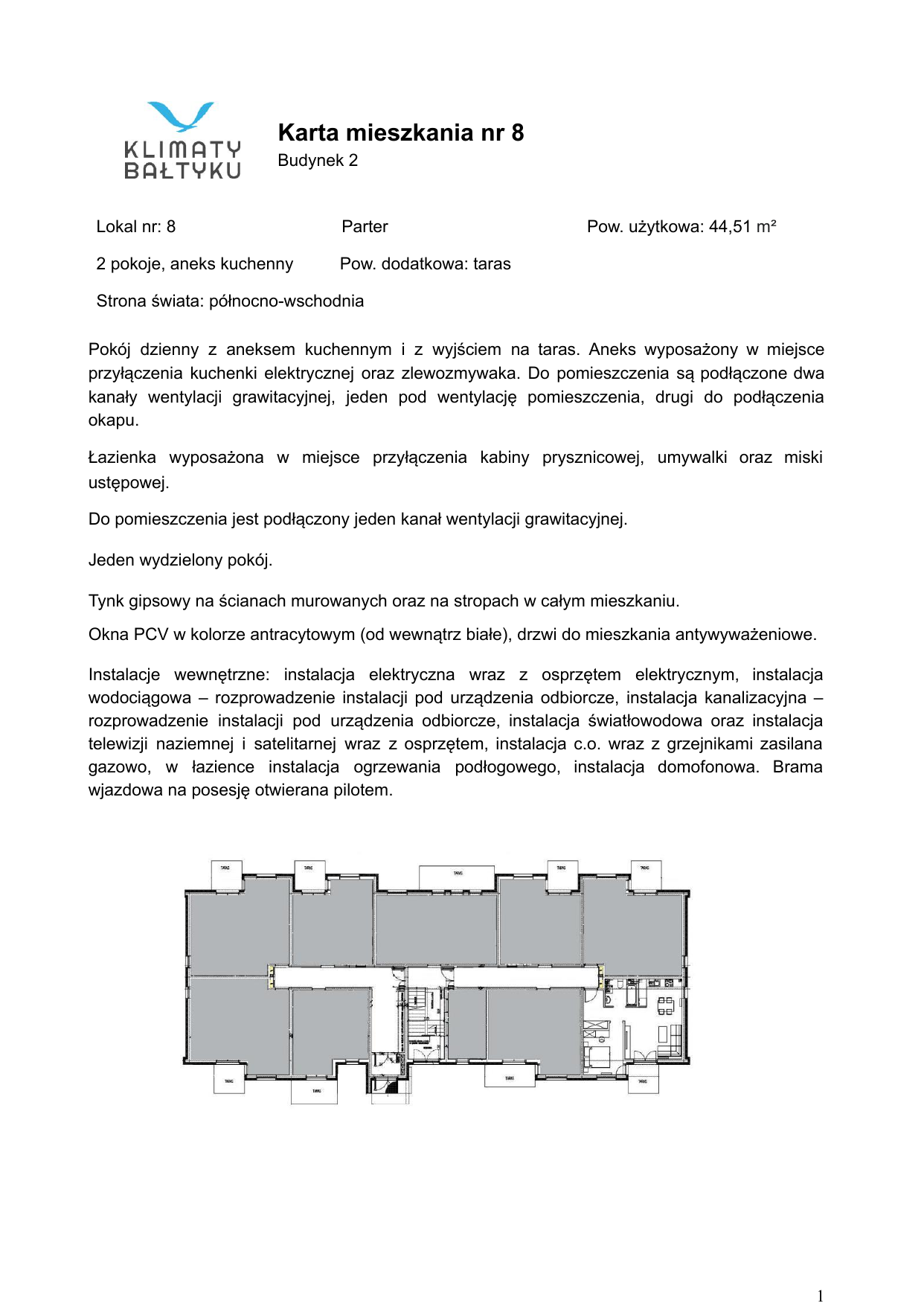 Apartament 45,51 m², parter, oferta nr 8, Klimaty Bałtyku, Dziwnów, ul. Daglezji 93-94-idx