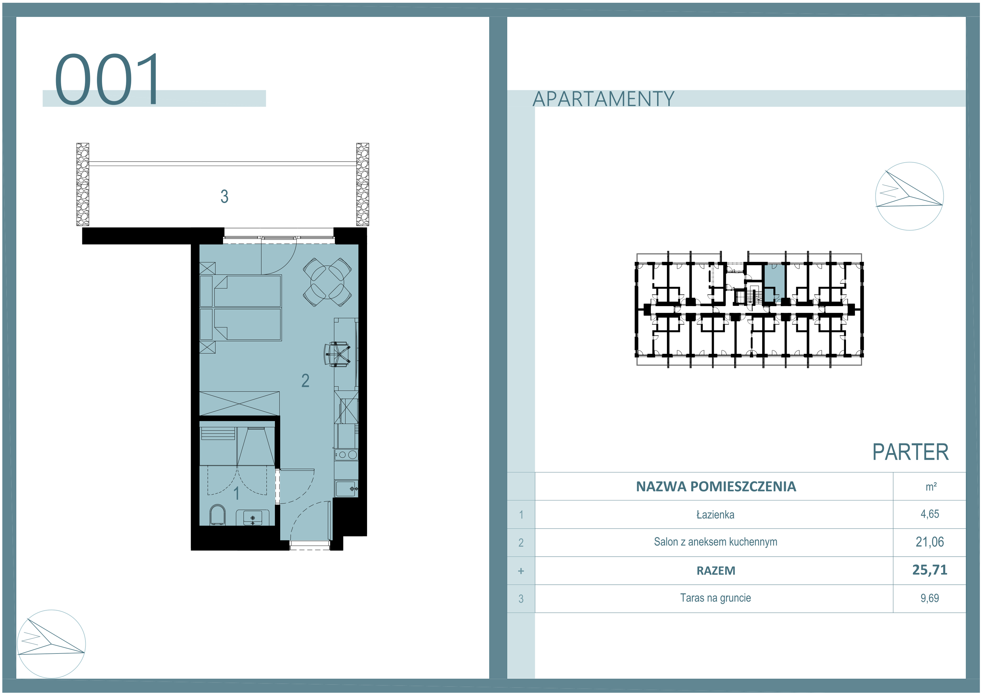 Apartament 25,11 m², parter, oferta nr A/001, Linea Mare Mrzeżyno, Mrzeżyno, ul. Nadmorska 14-idx