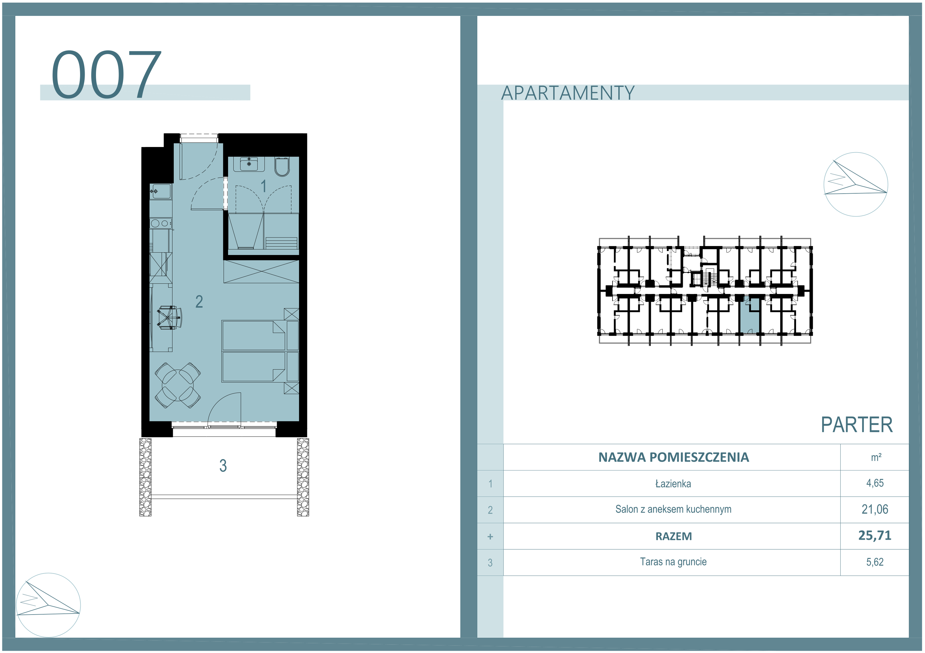 Apartament 25,11 m², parter, oferta nr A/007, Linea Mare Mrzeżyno, Mrzeżyno, ul. Nadmorska 14-idx