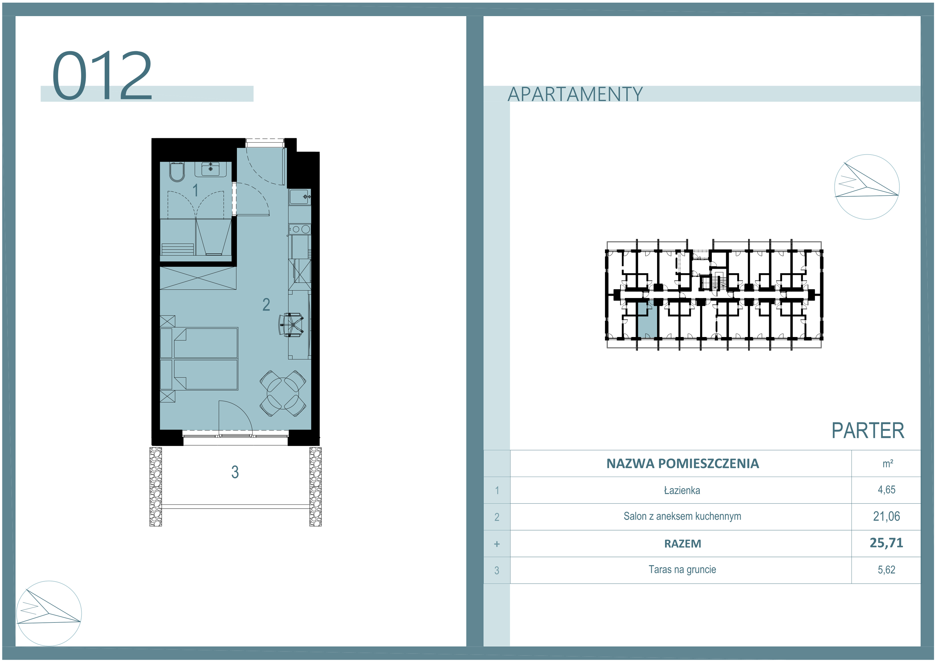 Apartament 25,11 m², parter, oferta nr A/012, Linea Mare Mrzeżyno, Mrzeżyno, ul. Nadmorska 14-idx