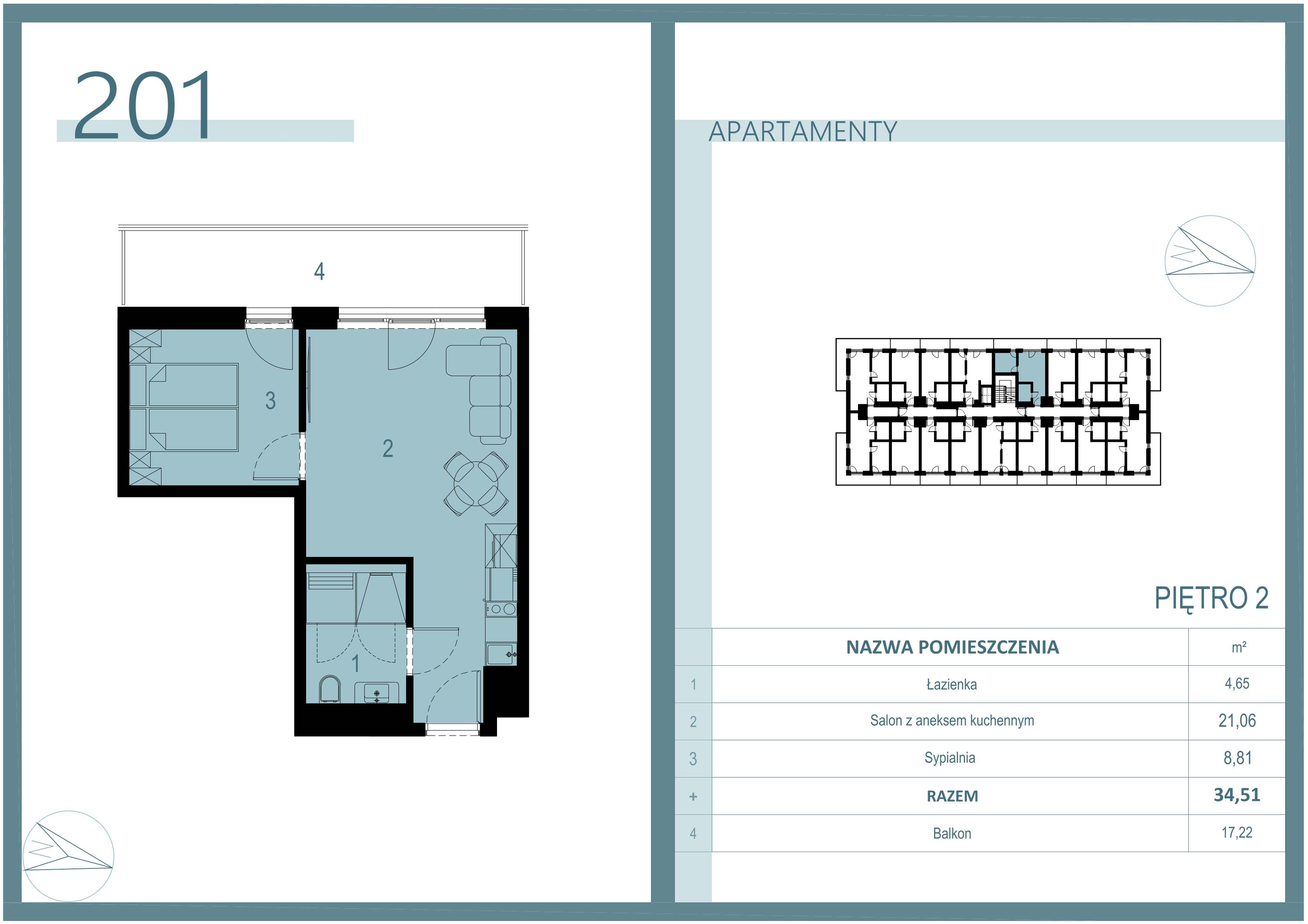 Apartament 25,11 m², piętro 2, oferta nr A/201, Linea Mare Mrzeżyno, Mrzeżyno, ul. Nadmorska 14-idx