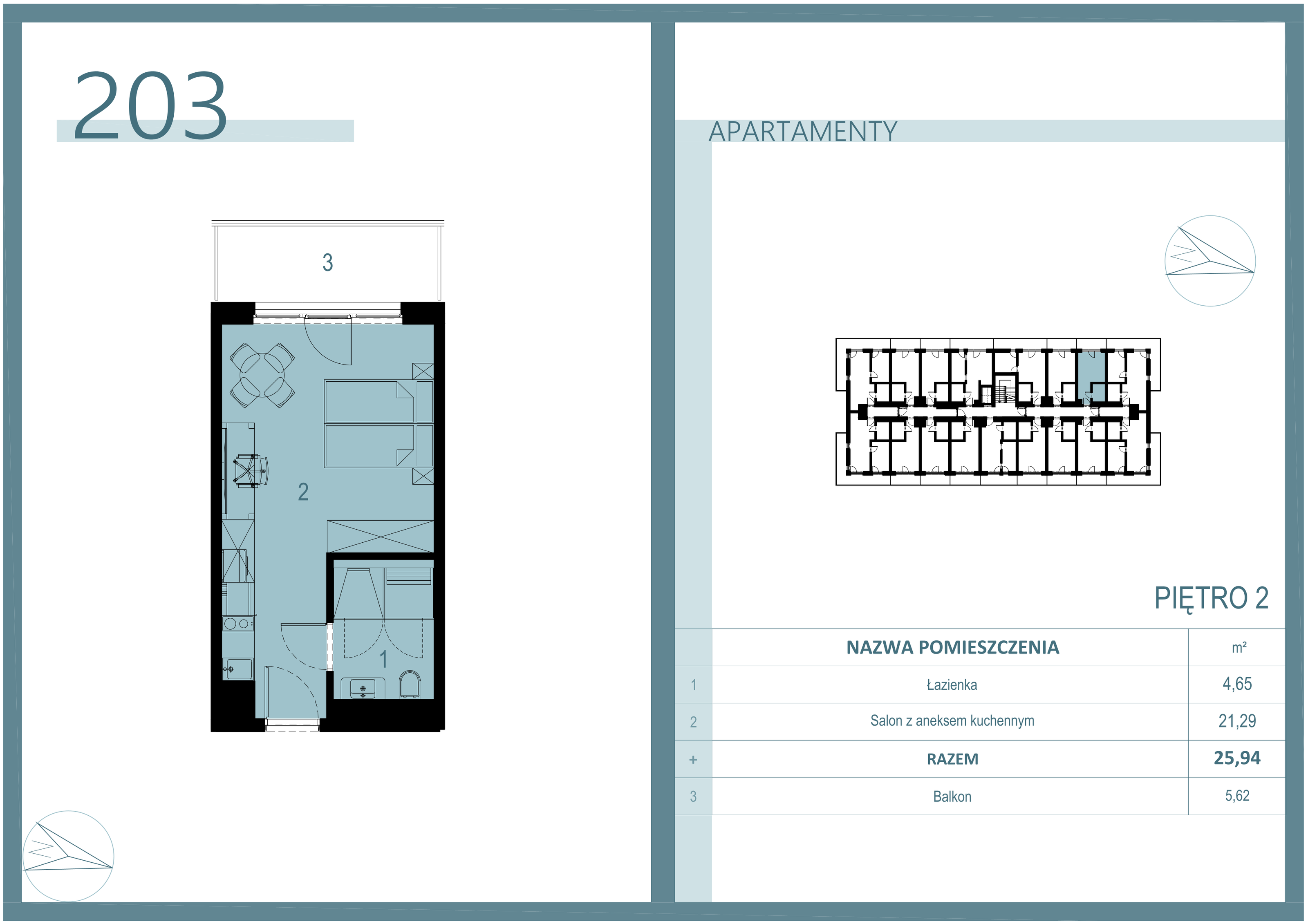 Apartament 25,11 m², piętro 2, oferta nr A/203, Linea Mare Mrzeżyno, Mrzeżyno, ul. Nadmorska 14-idx