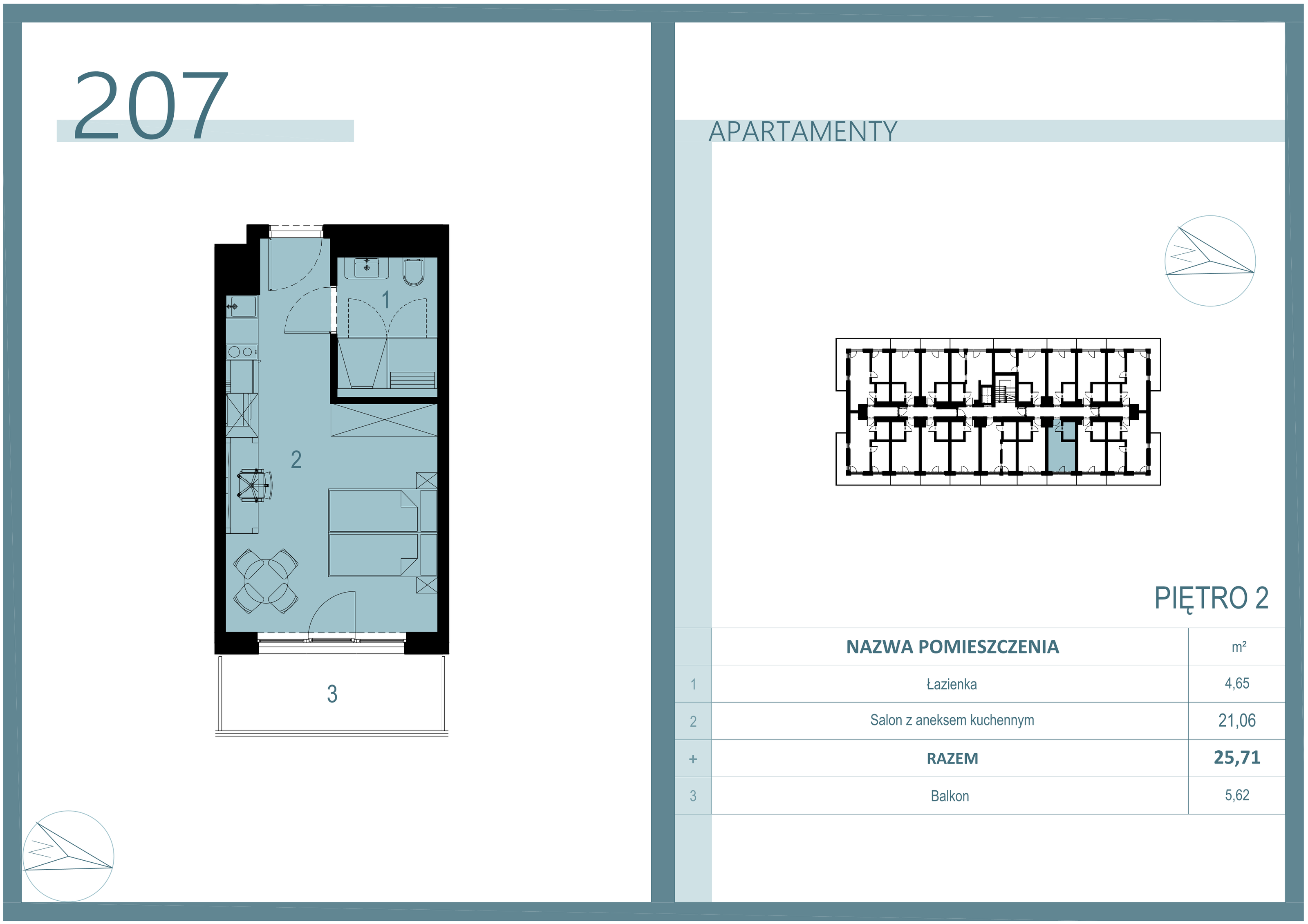 Apartament 25,11 m², piętro 2, oferta nr A/207, Linea Mare Mrzeżyno, Mrzeżyno, ul. Nadmorska 14-idx