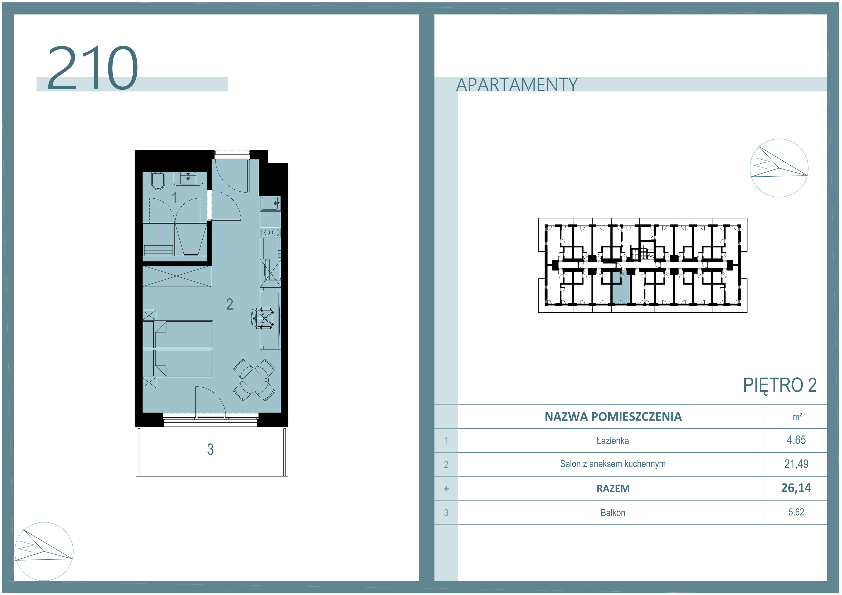 Apartament 25,11 m², piętro 2, oferta nr A/210, Linea Mare Mrzeżyno, Mrzeżyno, ul. Nadmorska 14-idx