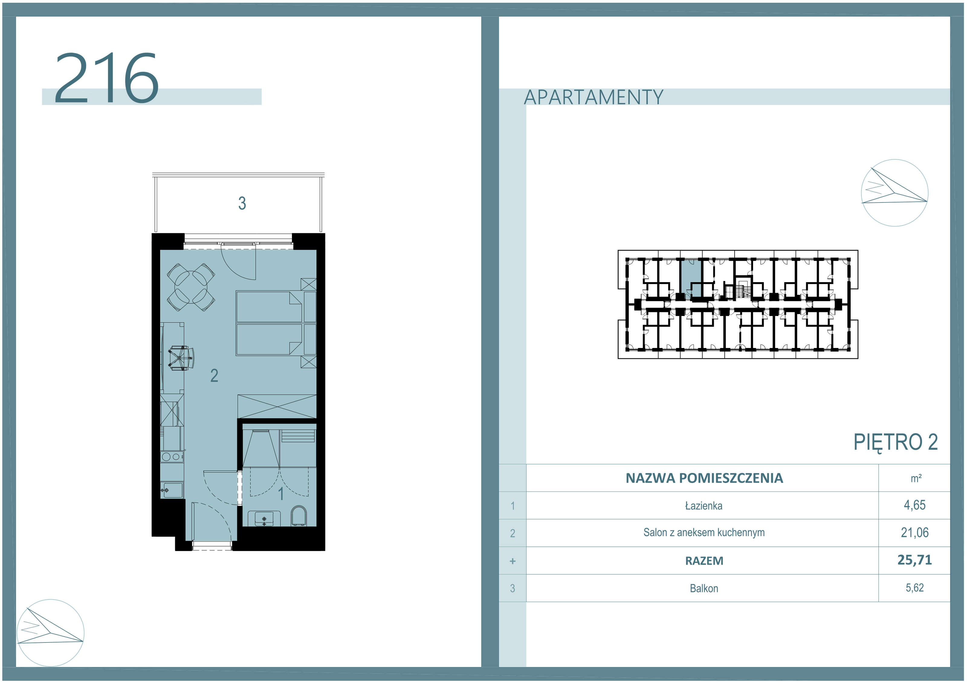 Apartament 25,11 m², piętro 2, oferta nr A/216, Linea Mare Mrzeżyno, Mrzeżyno, ul. Nadmorska 14-idx