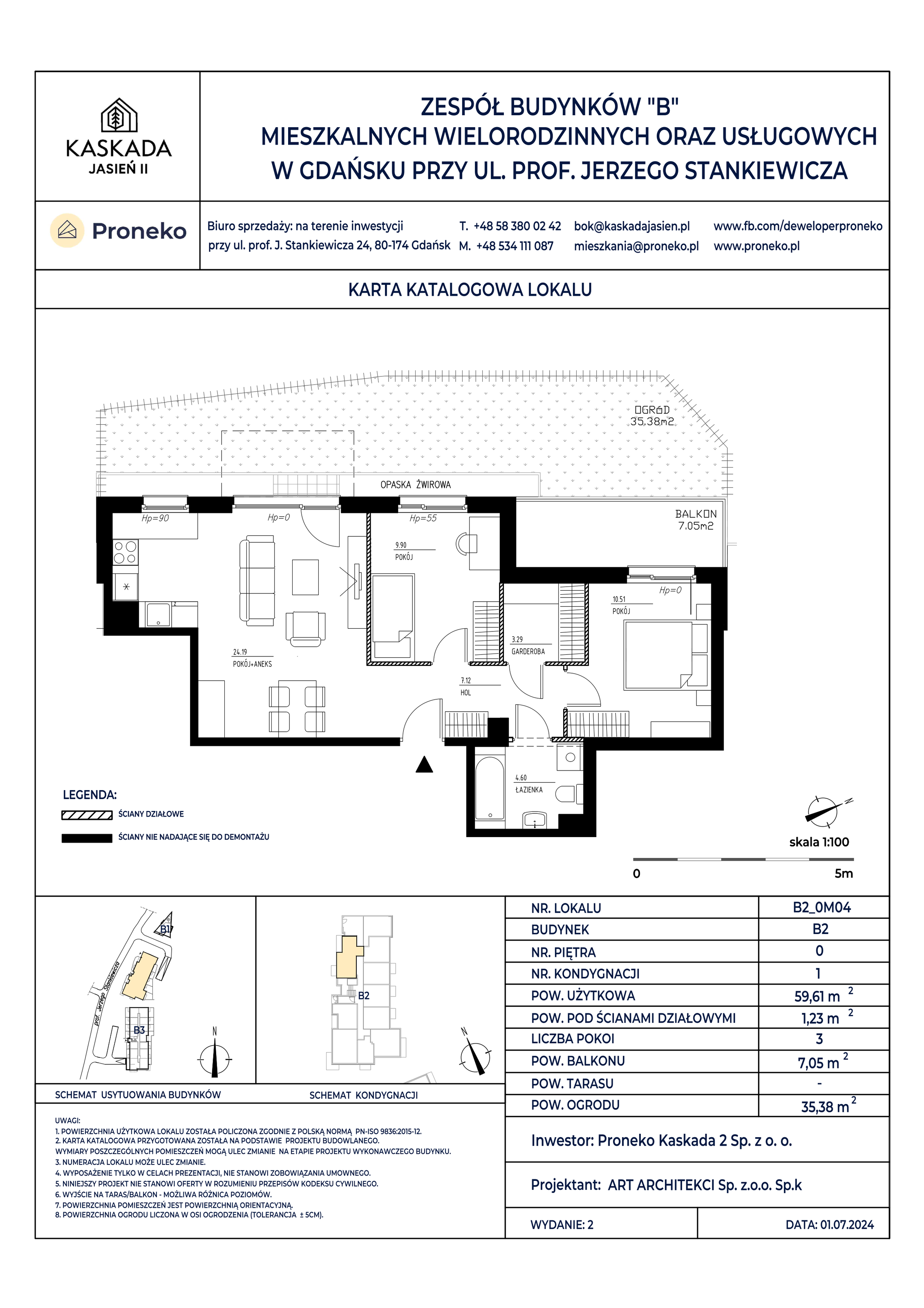 Mieszkanie 59,61 m², parter, oferta nr B2_0M04, Kaskada Jasień II, Gdańsk, Jasień, ul. Stankiewicza 7-idx