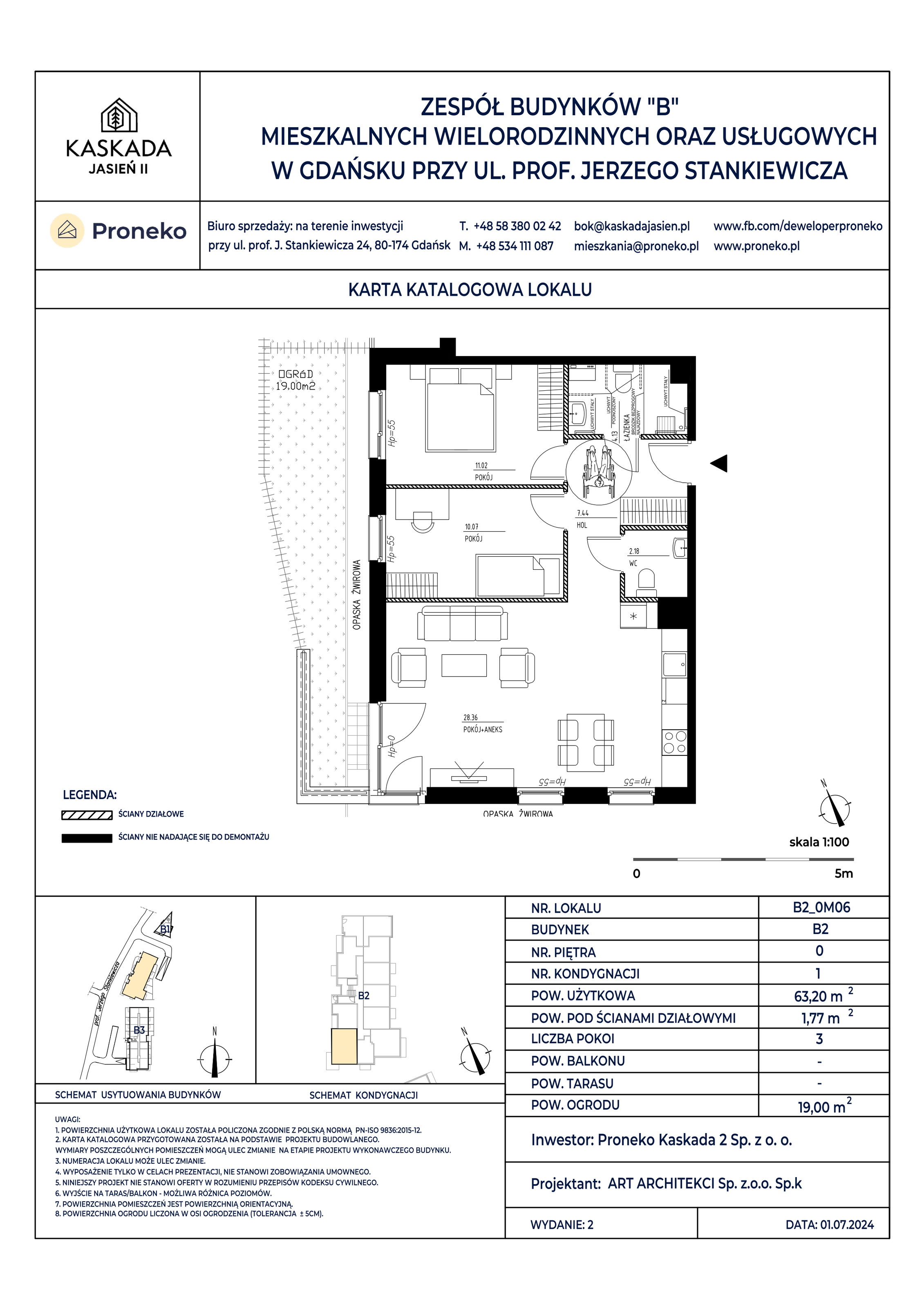 Mieszkanie 63,20 m², parter, oferta nr B2_0M06, Kaskada Jasień II, Gdańsk, Jasień, ul. Stankiewicza 7-idx