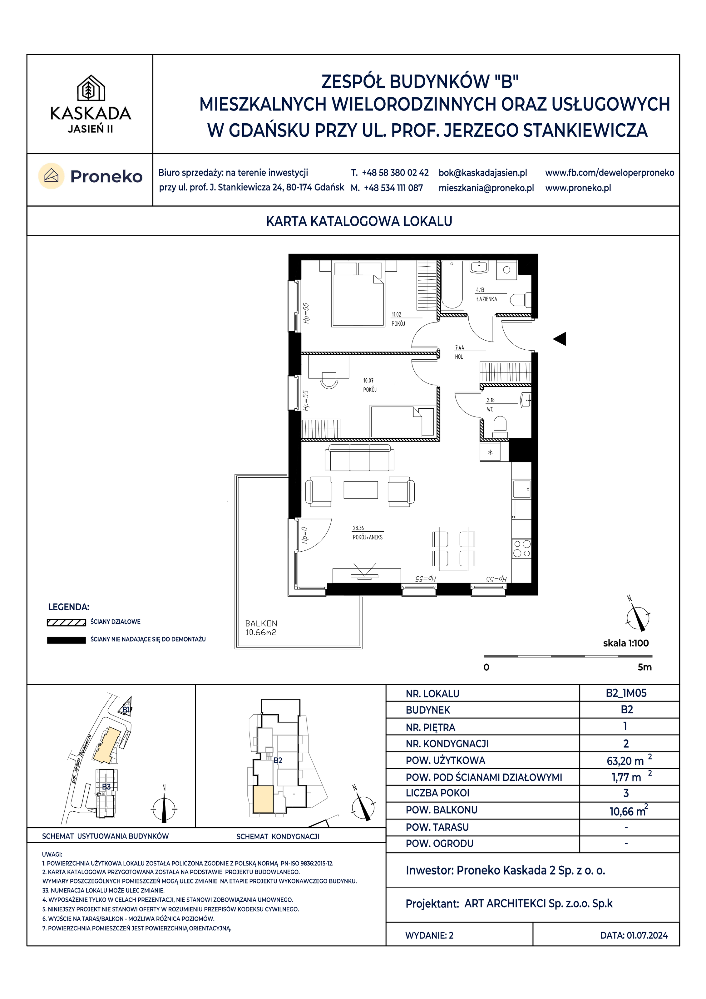 Mieszkanie 63,20 m², piętro 1, oferta nr B2_1M05, Kaskada Jasień II, Gdańsk, Jasień, ul. Stankiewicza 7-idx