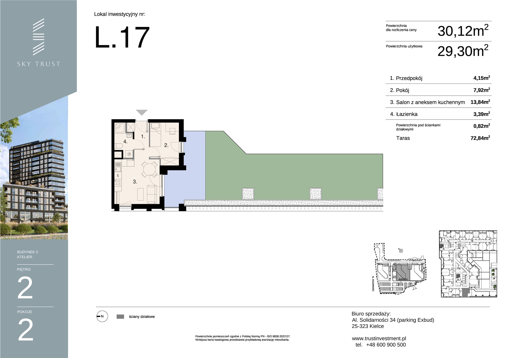 Lokal inwestycyjny 30,12 m², piętro 2, oferta nr L17, Sky Trust II - lokale inwestycyjne, Kielce, Bocianek, al. Solidarności / ul. Świętokrzyska-idx