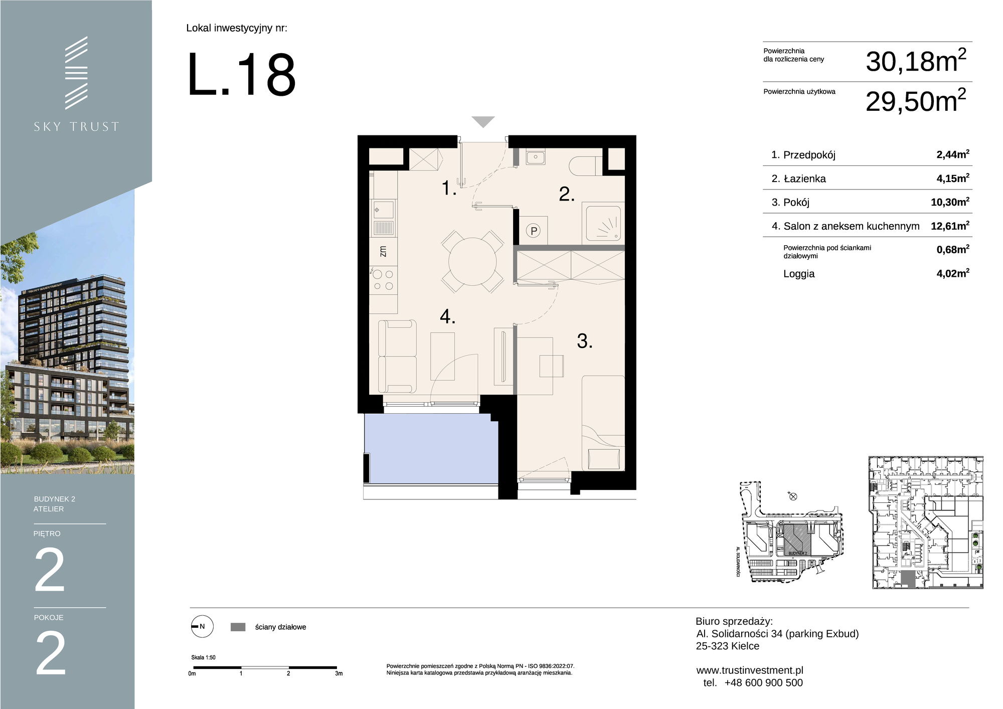 Lokal inwestycyjny 30,18 m², piętro 2, oferta nr L18, Sky Trust II - lokale inwestycyjne, Kielce, Bocianek, al. Solidarności / ul. Świętokrzyska-idx