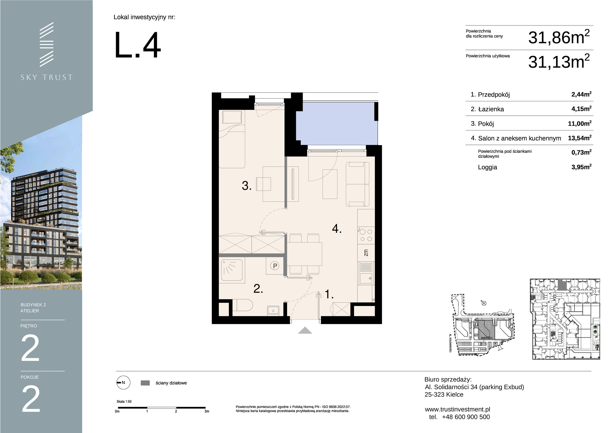 Lokal inwestycyjny 31,86 m², piętro 2, oferta nr L4, Sky Trust II - lokale inwestycyjne, Kielce, Bocianek, al. Solidarności / ul. Świętokrzyska-idx