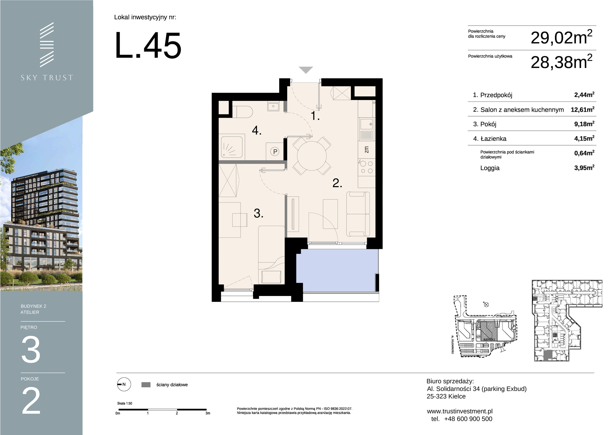 Lokal inwestycyjny 29,02 m², piętro 3, oferta nr L45, Sky Trust II - lokale inwestycyjne, Kielce, Bocianek, al. Solidarności / ul. Świętokrzyska-idx