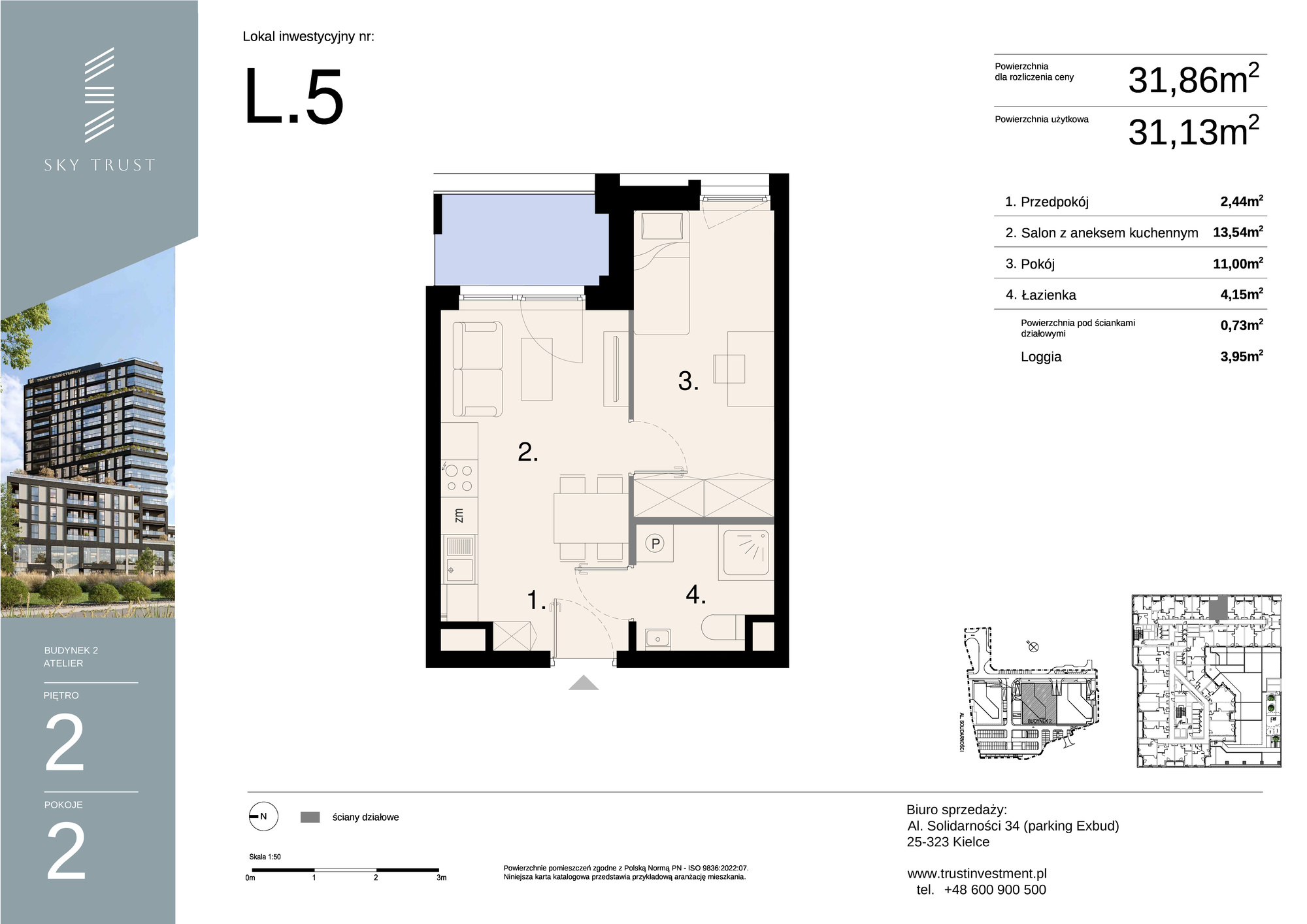 Lokal inwestycyjny 31,86 m², piętro 2, oferta nr L5, Sky Trust II - lokale inwestycyjne, Kielce, Bocianek, al. Solidarności / ul. Świętokrzyska-idx