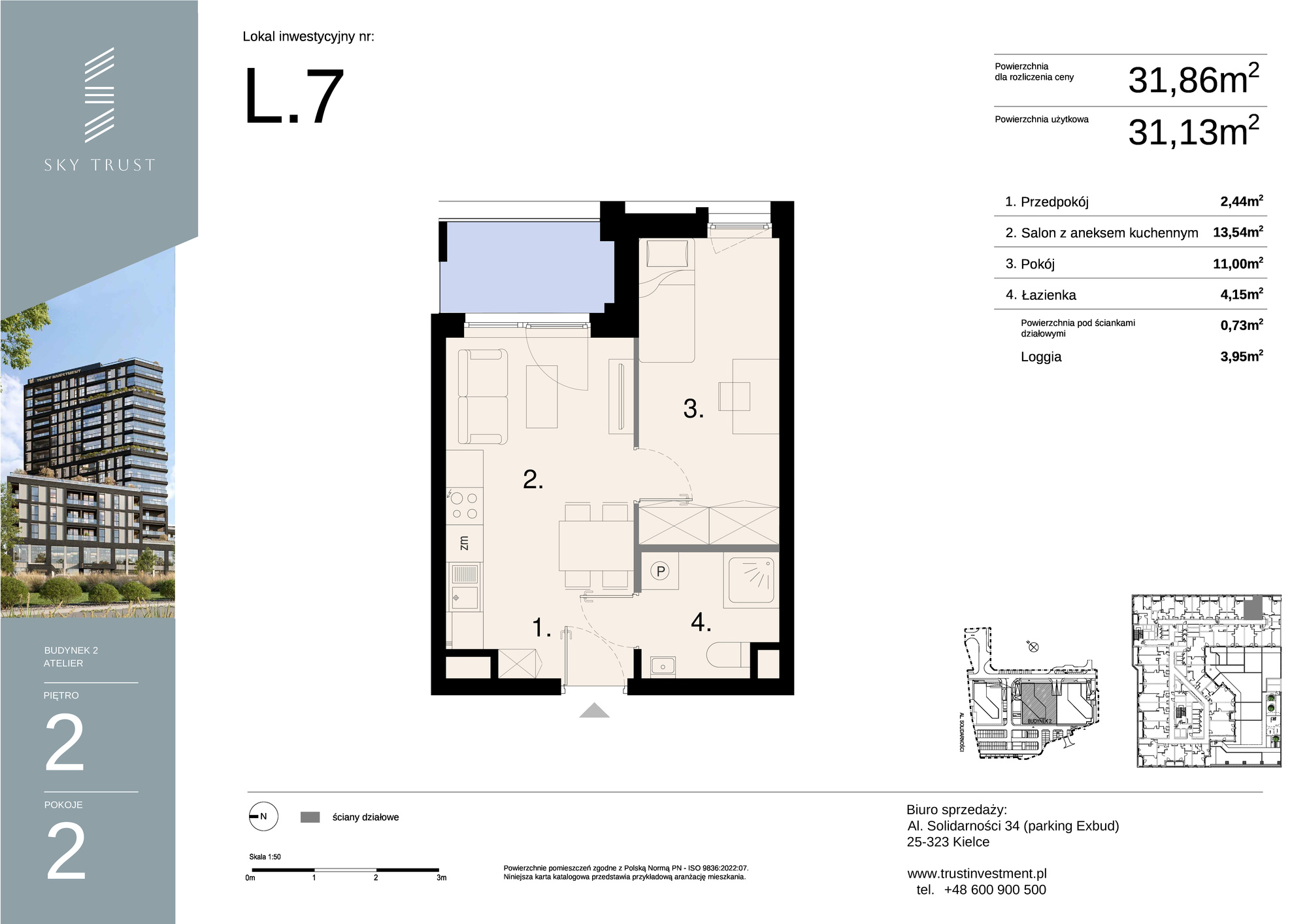 Lokal inwestycyjny 31,86 m², piętro 2, oferta nr L7, Sky Trust II - lokale inwestycyjne, Kielce, Bocianek, al. Solidarności / ul. Świętokrzyska-idx