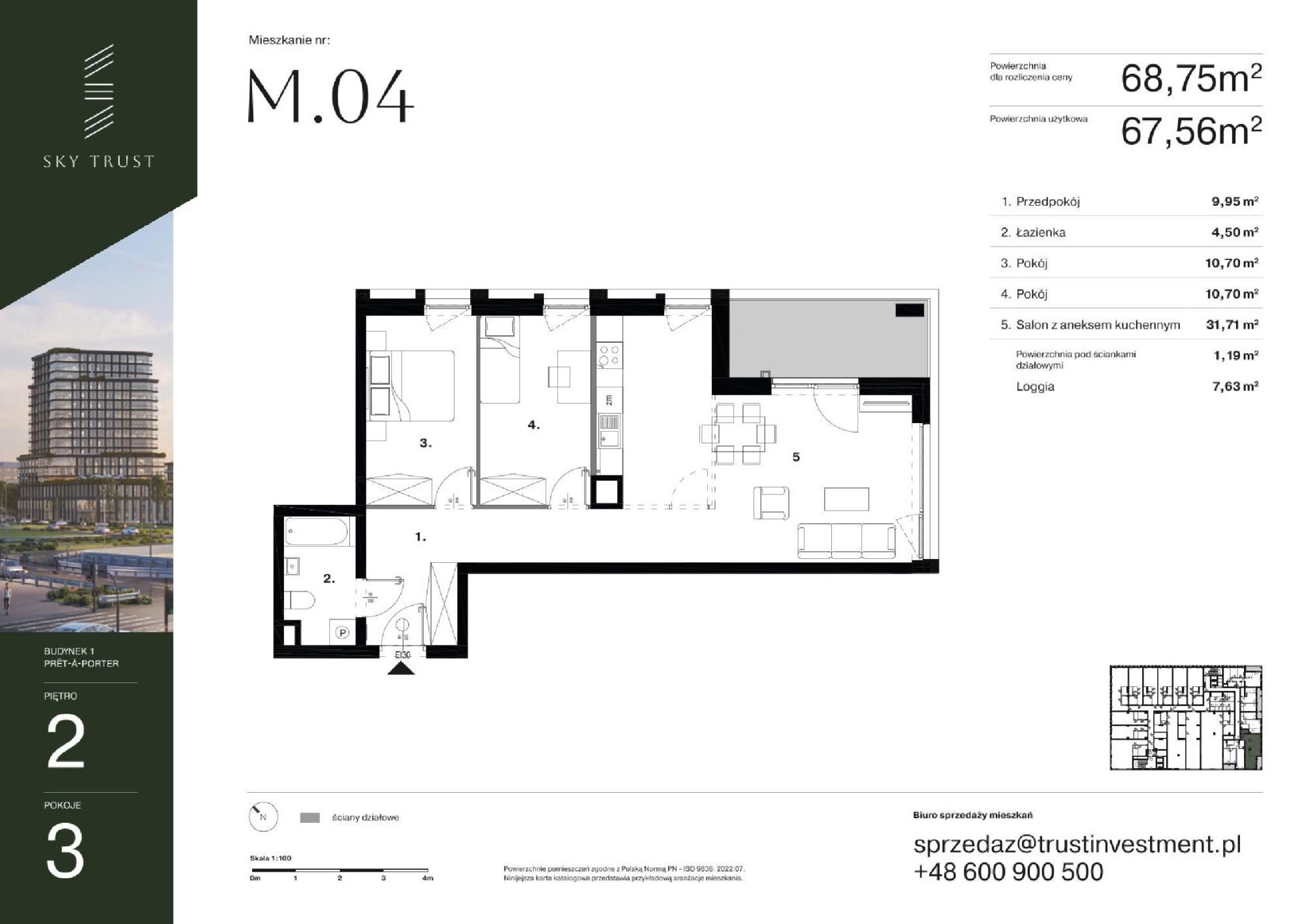 Mieszkanie 68,75 m², piętro 2, oferta nr 1/4, Sky Trust, Kielce, Bocianek, al. Solidarności / ul. Świętokrzyska-idx