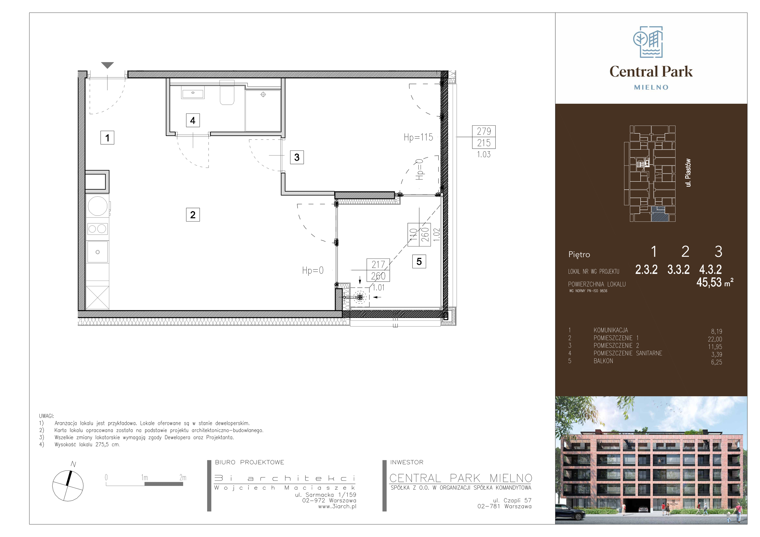 Apartament 45,53 m², piętro 3, oferta nr 4.3.2., Central Park Mielno, Mielno, ul. Piastów 3-idx