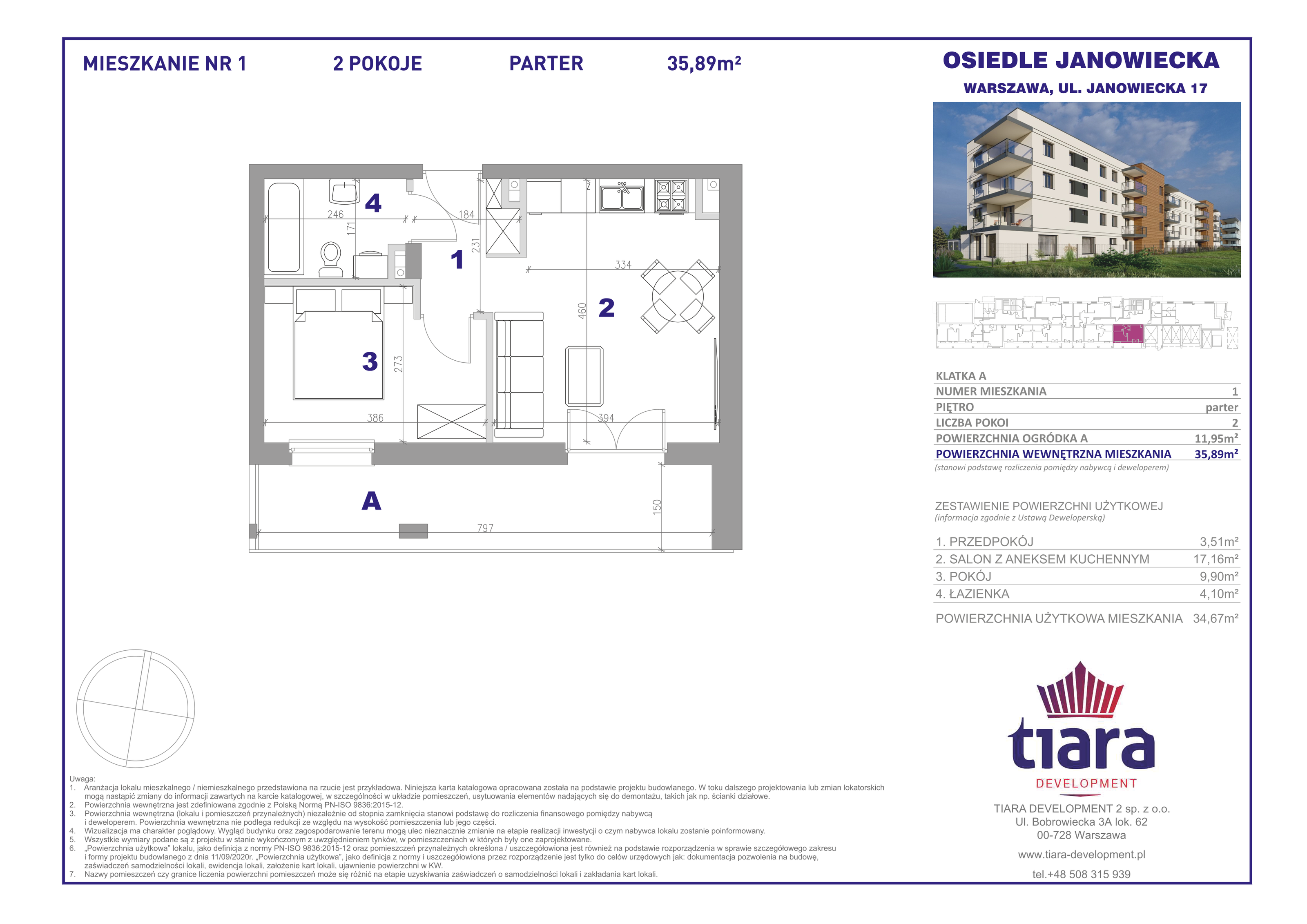 Mieszkanie 35,89 m², parter, oferta nr 1, Osiedle Janowiecka, Warszawa, Targówek, Elsnerów, ul. Janowiecka 17-idx