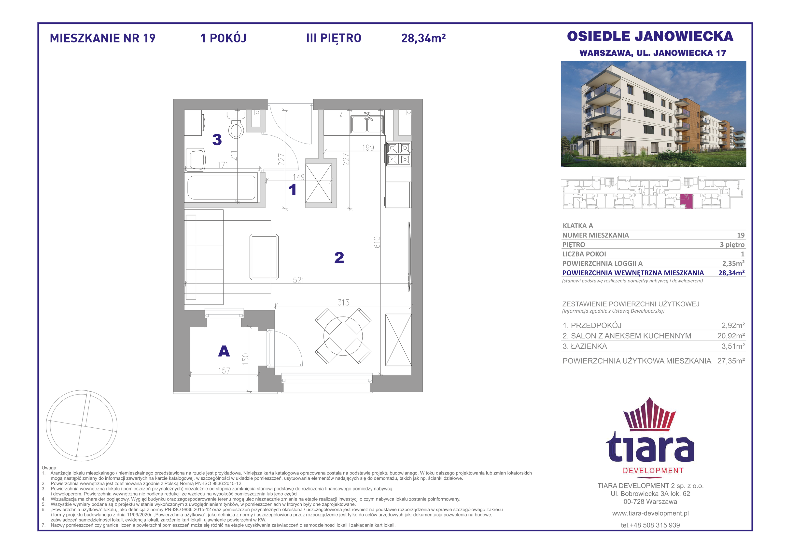 Mieszkanie 28,34 m², piętro 3, oferta nr 19, Osiedle Janowiecka, Warszawa, Targówek, Elsnerów, ul. Janowiecka 17-idx