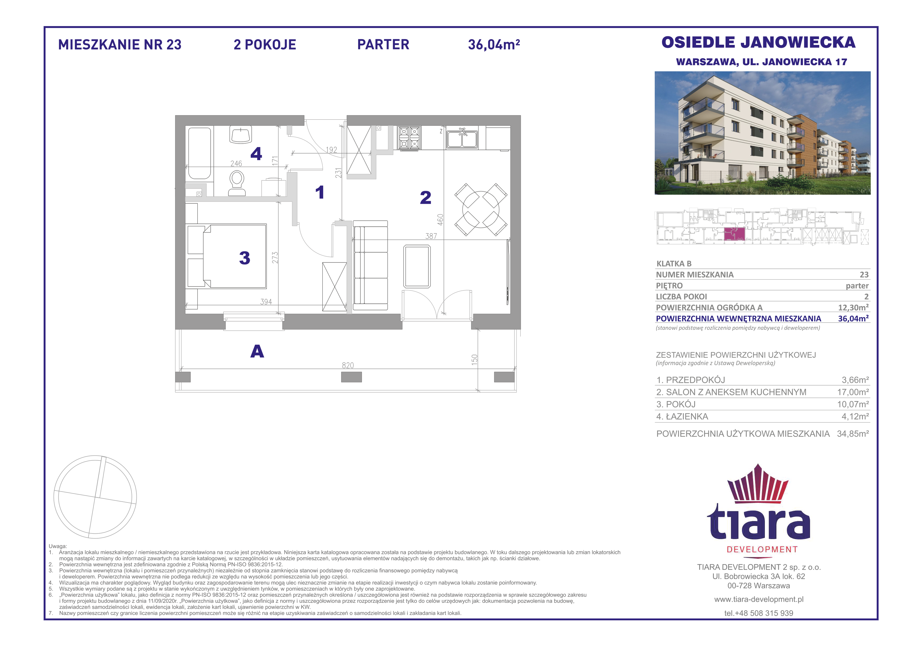 Mieszkanie 36,04 m², parter, oferta nr 23, Osiedle Janowiecka, Warszawa, Targówek, Elsnerów, ul. Janowiecka 17-idx