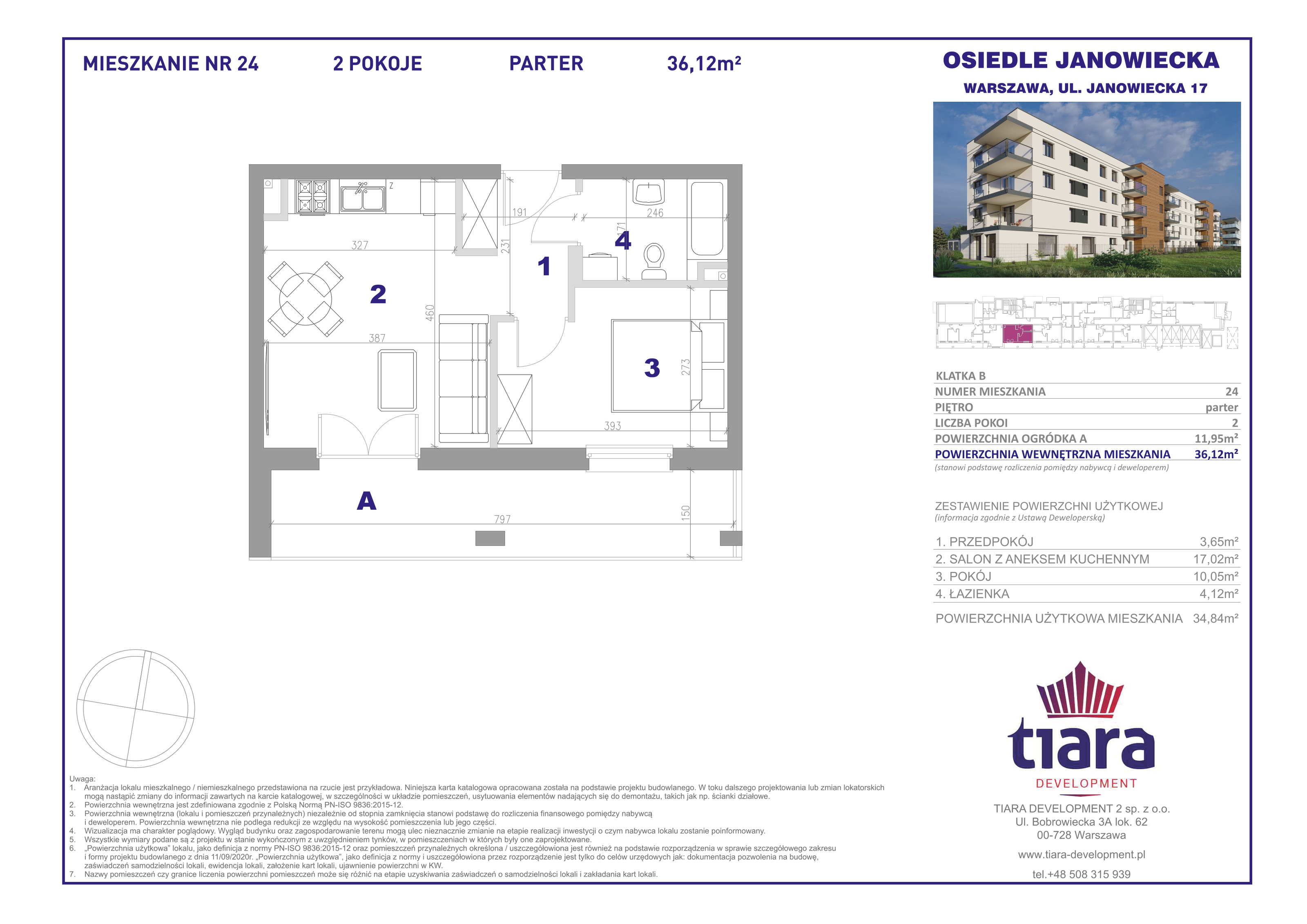 Mieszkanie 36,12 m², parter, oferta nr 24, Osiedle Janowiecka, Warszawa, Targówek, Elsnerów, ul. Janowiecka 17-idx