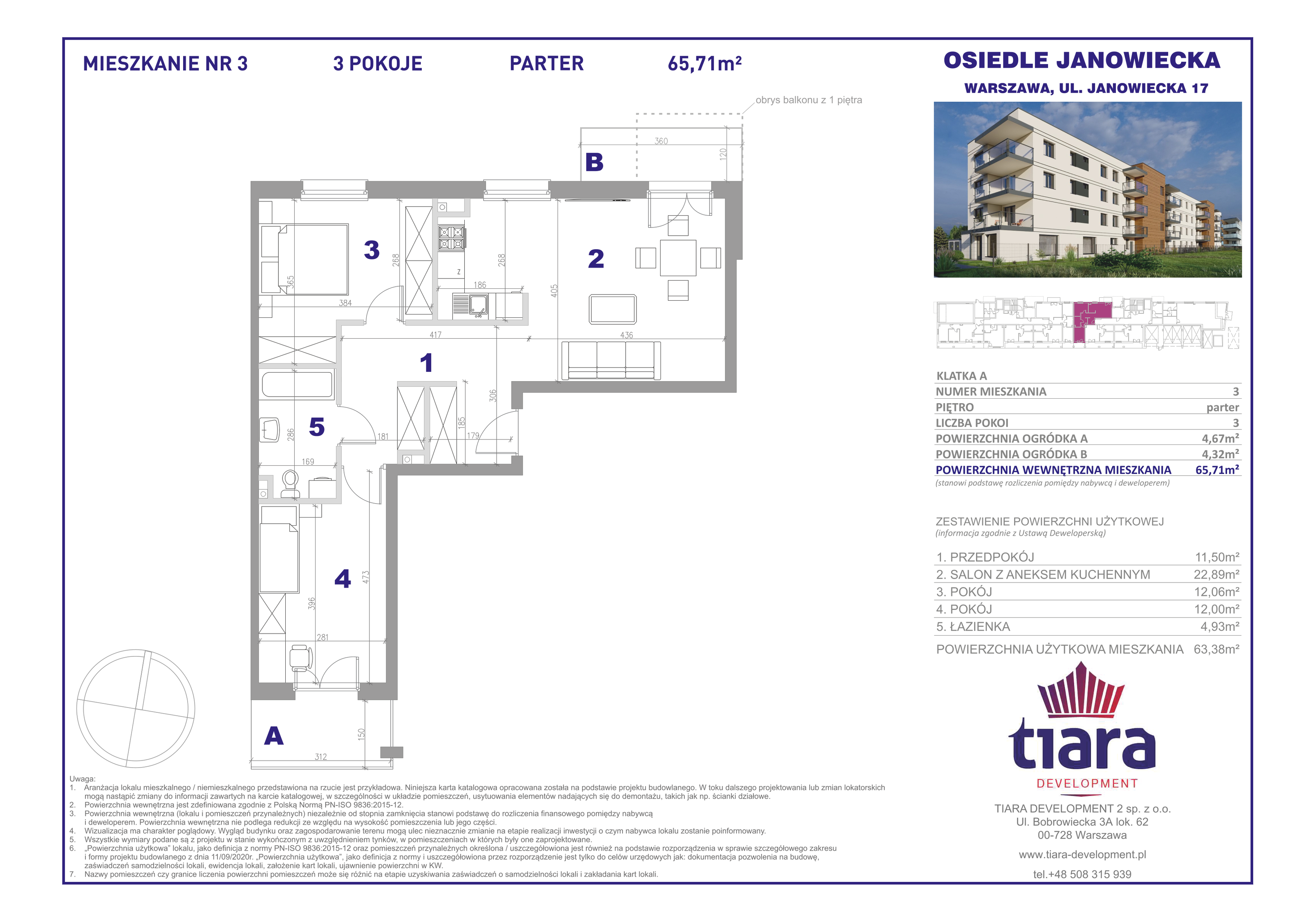 Mieszkanie 65,71 m², parter, oferta nr 3, Osiedle Janowiecka, Warszawa, Targówek, Elsnerów, ul. Janowiecka 17-idx