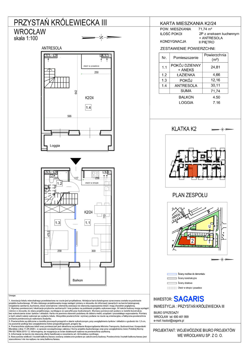 Mieszkanie 71,54 m², piętro 2, oferta nr K2/24, Przystań Królewiecka III, Wrocław, Maślice, Fabryczna, ul. Królewiecka-idx