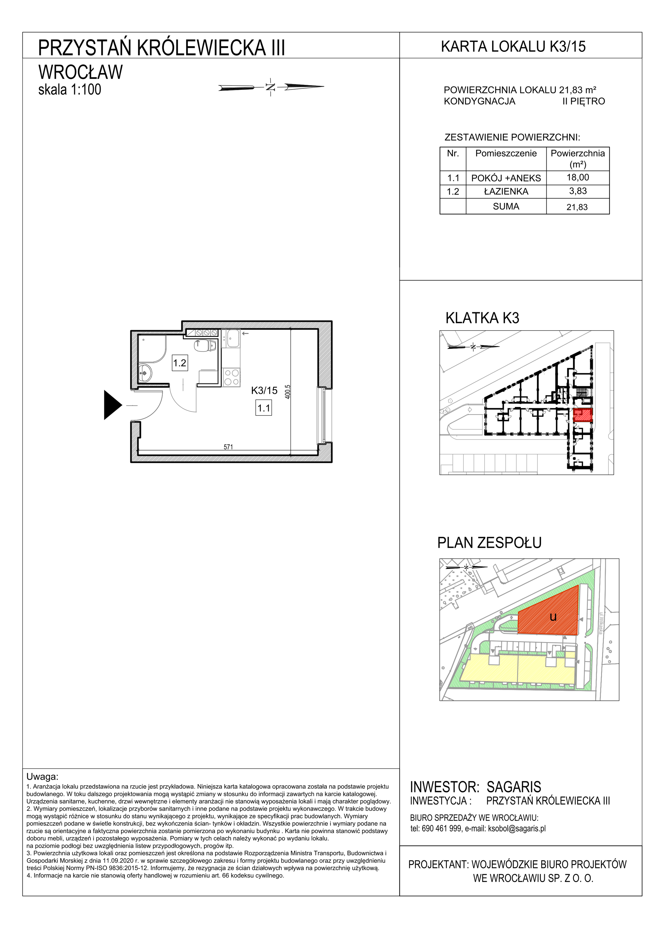 Lokal użytkowy 21,83 m², oferta nr K3/15, Przystań Królewiecka III - lokale usługowe, Wrocław, Maślice, Fabryczna, ul. Królewiecka-idx