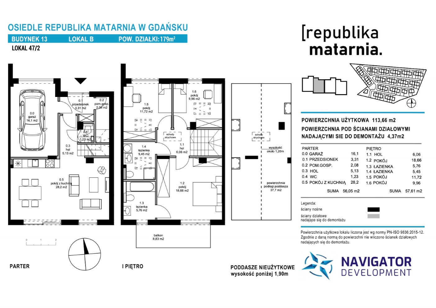 Dom i rezydencja 113,00 m², oferta nr 13B, Republika Matarnia, Gdańsk, Matarnia, ul. Ikara-idx