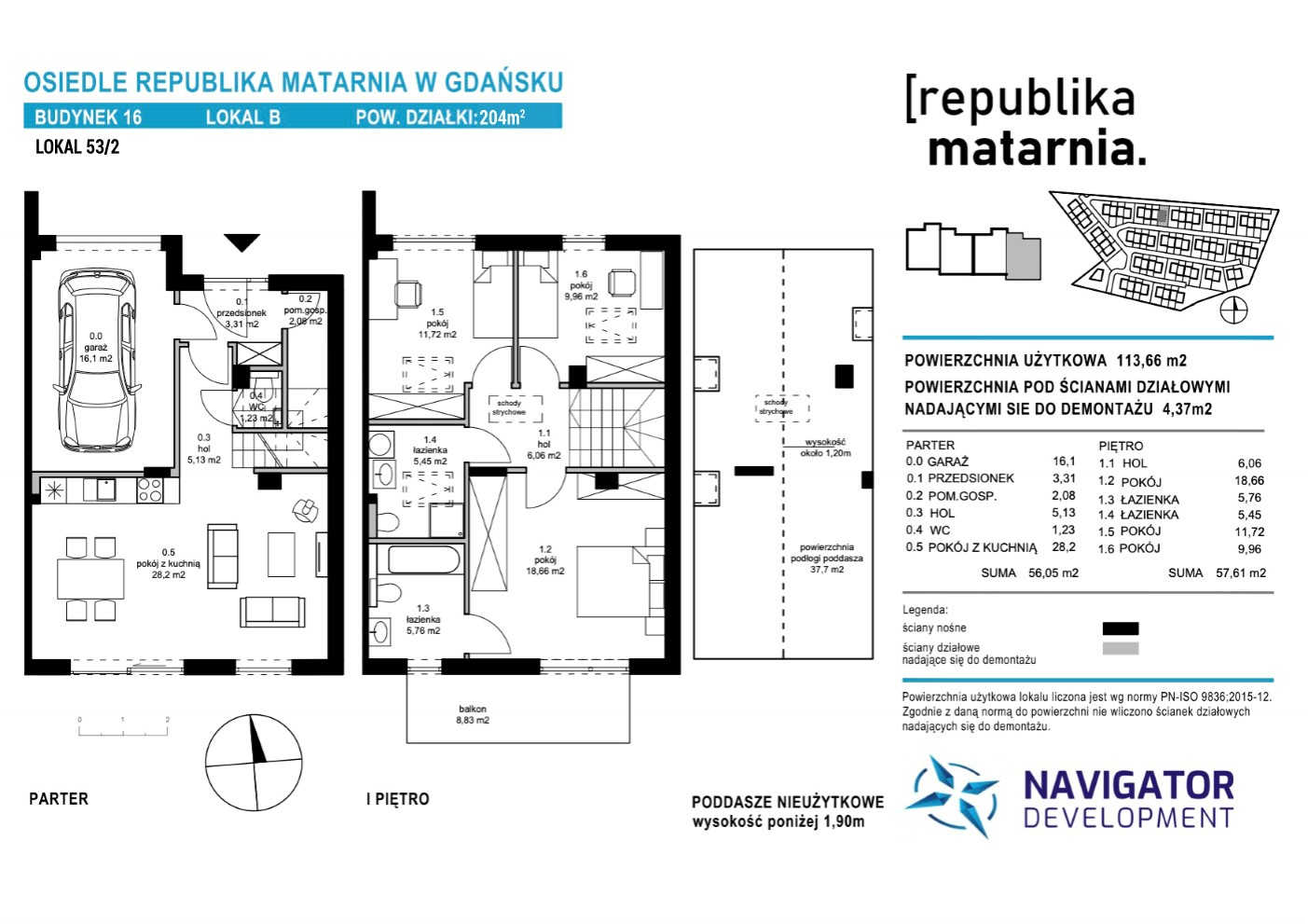 Dom i rezydencja 113,00 m², oferta nr 16B, Republika Matarnia, Gdańsk, Matarnia, ul. Ikara-idx